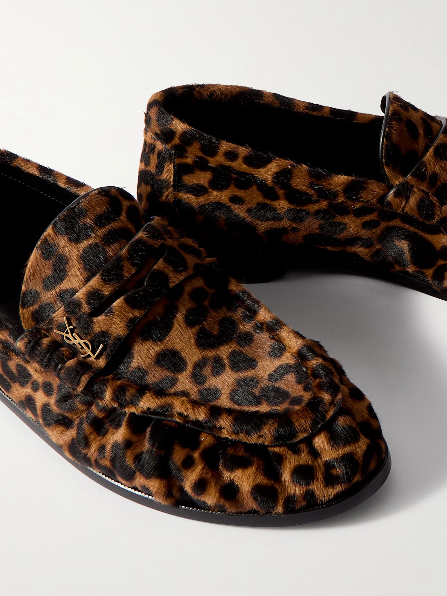 Le Loafer leopard-print calf hair loafers Brown - 4