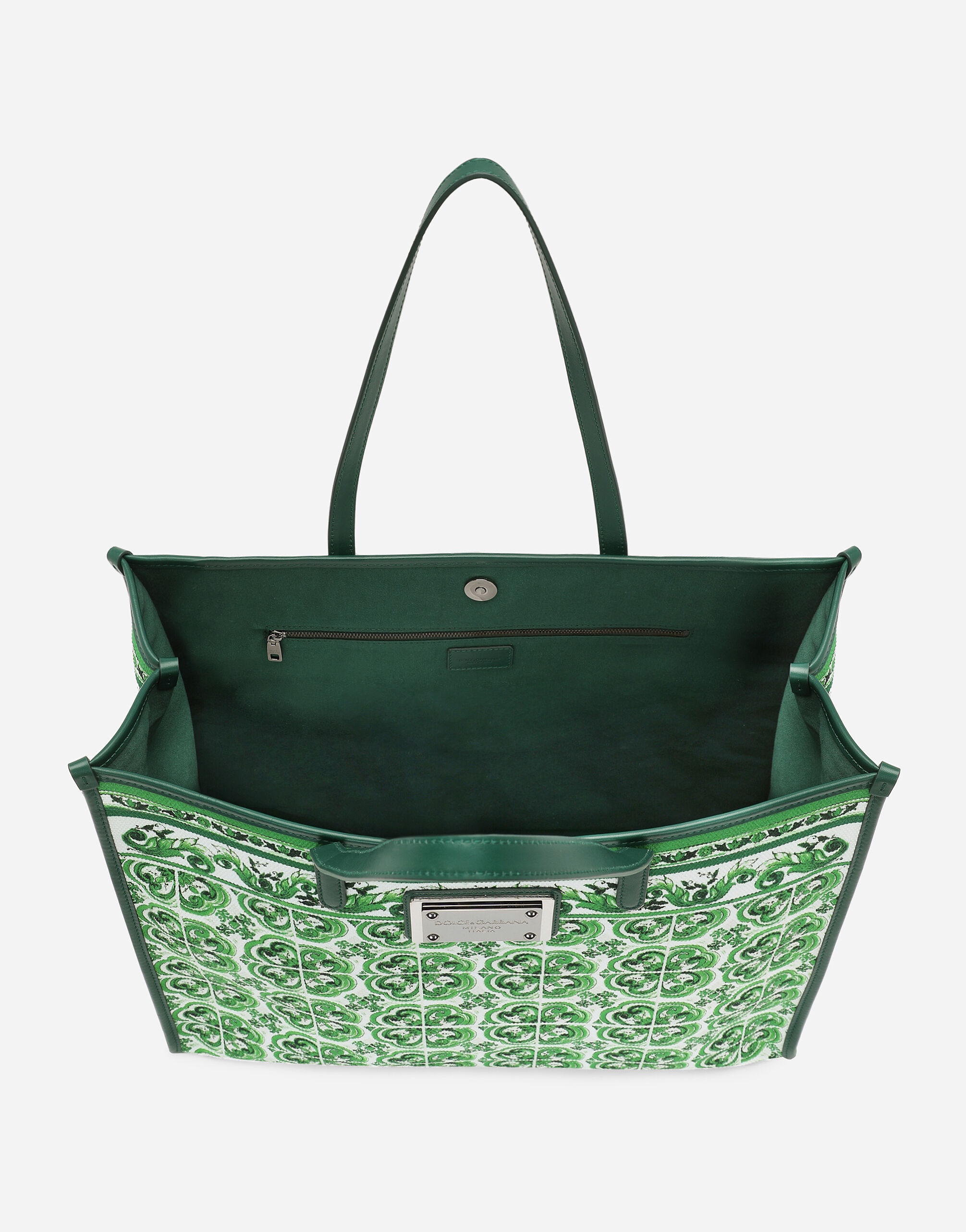 Large canvas shopper with majolica print - 5