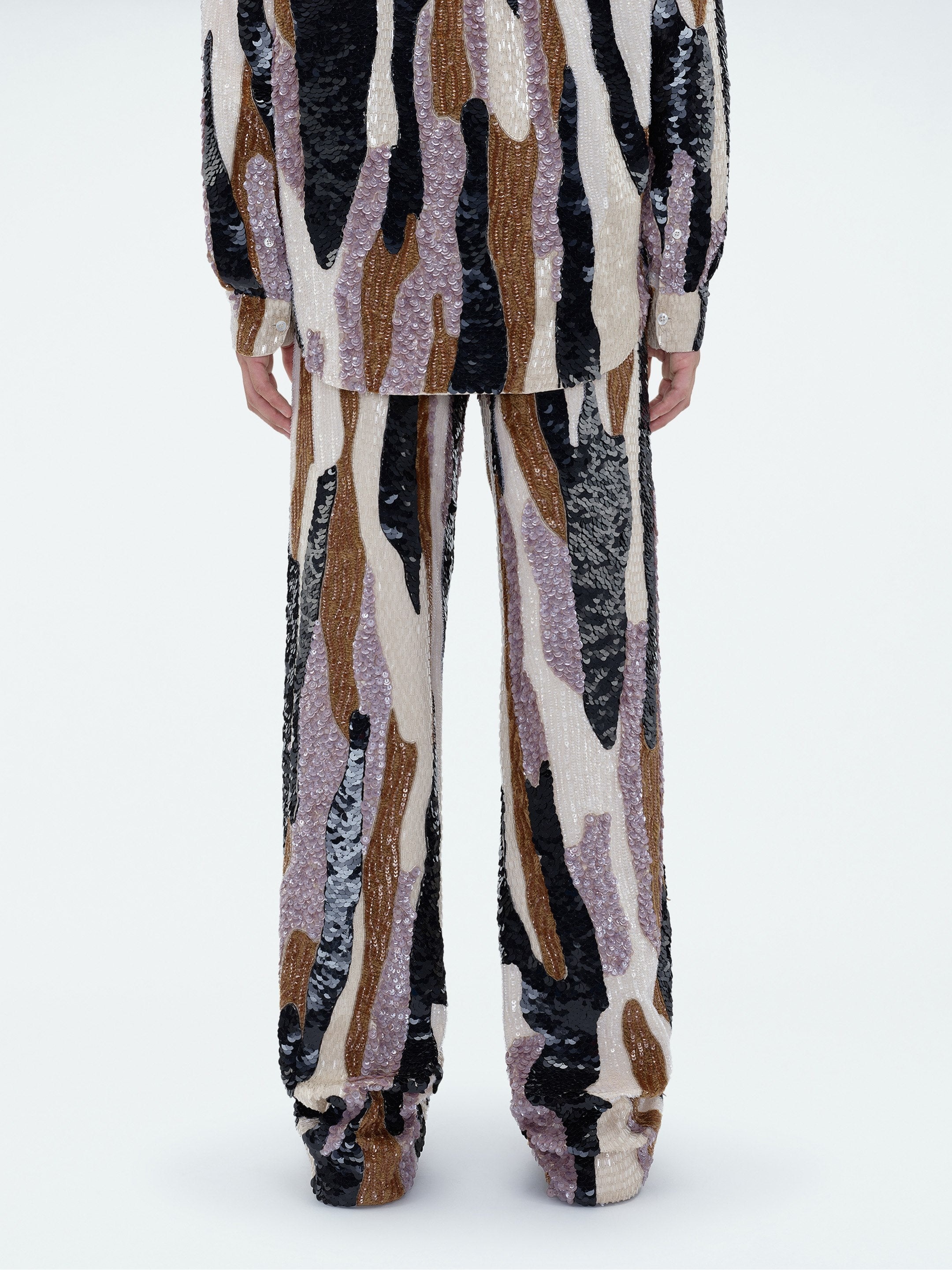 MIXED MEDIA SEQUIN BAGGY PANT - 5