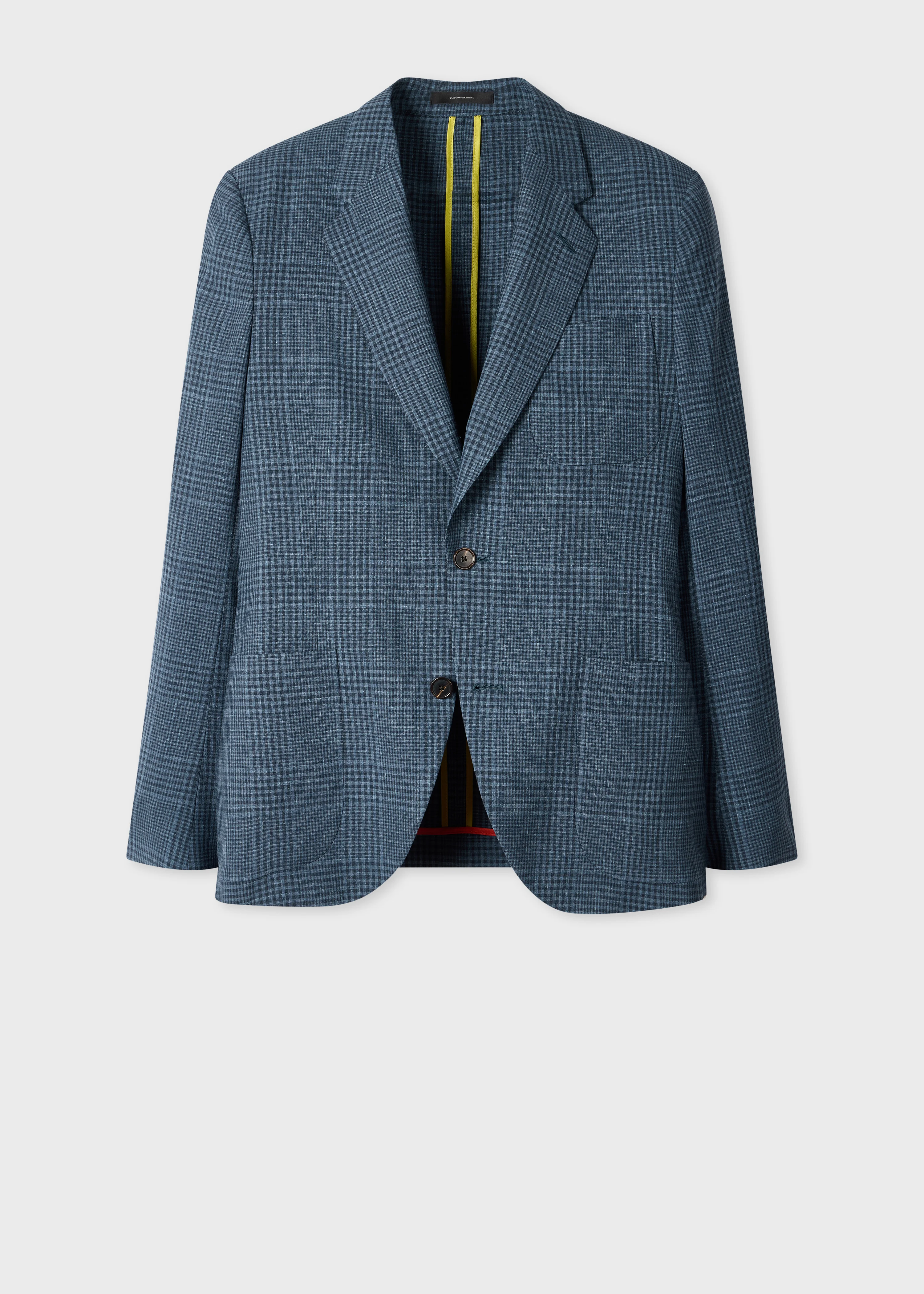 Blue 'Summertime' Wool-Silk Check Blazer - 1
