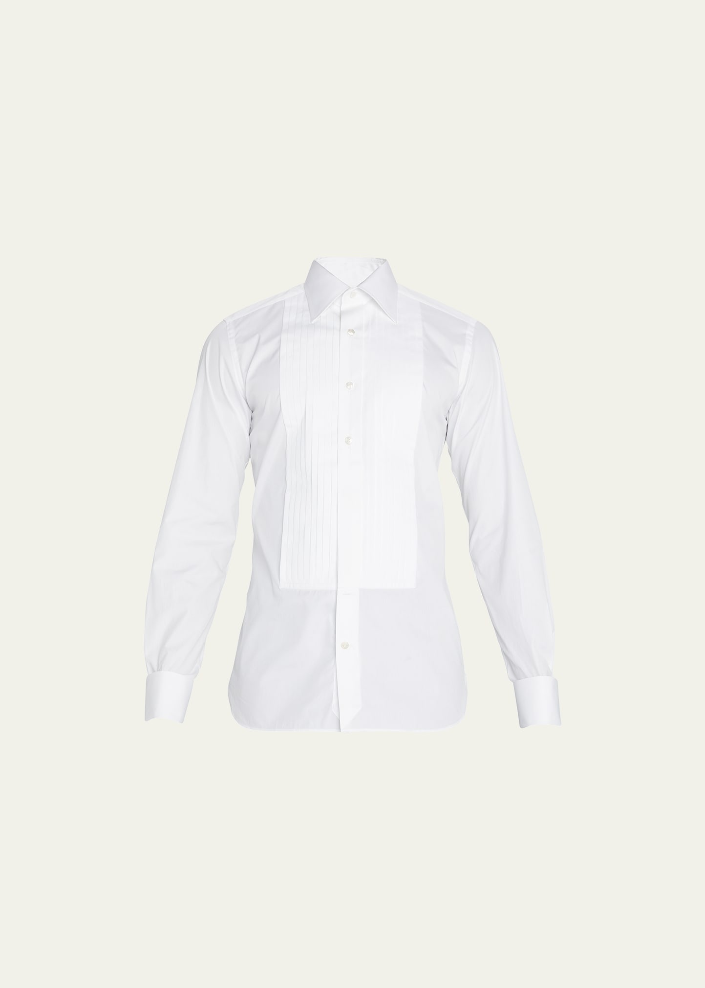 Men's Pleated Bib-Front Cotton Dress Shirt - 1
