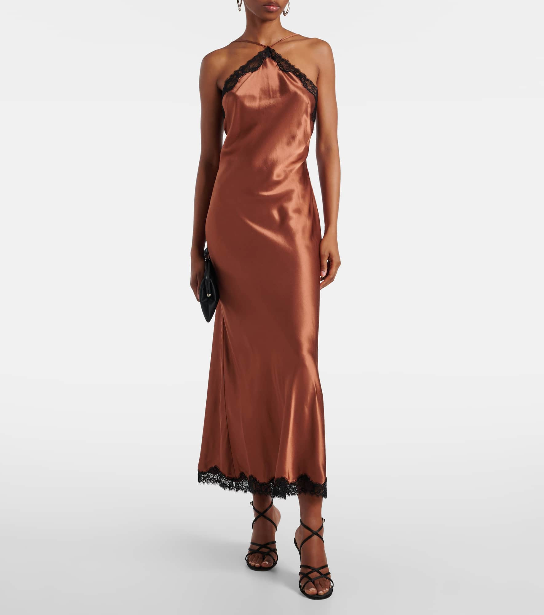 Harlan lace-trimmed satin midi dress - 2