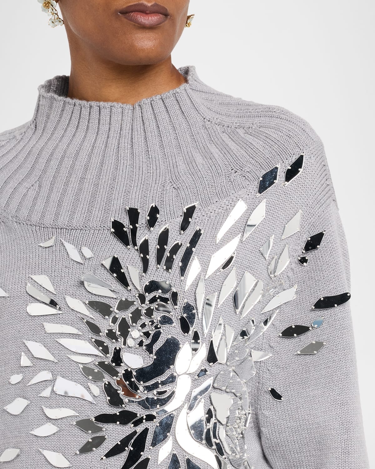 Shattered Glass Embroidered Mockneck Sweater - 5