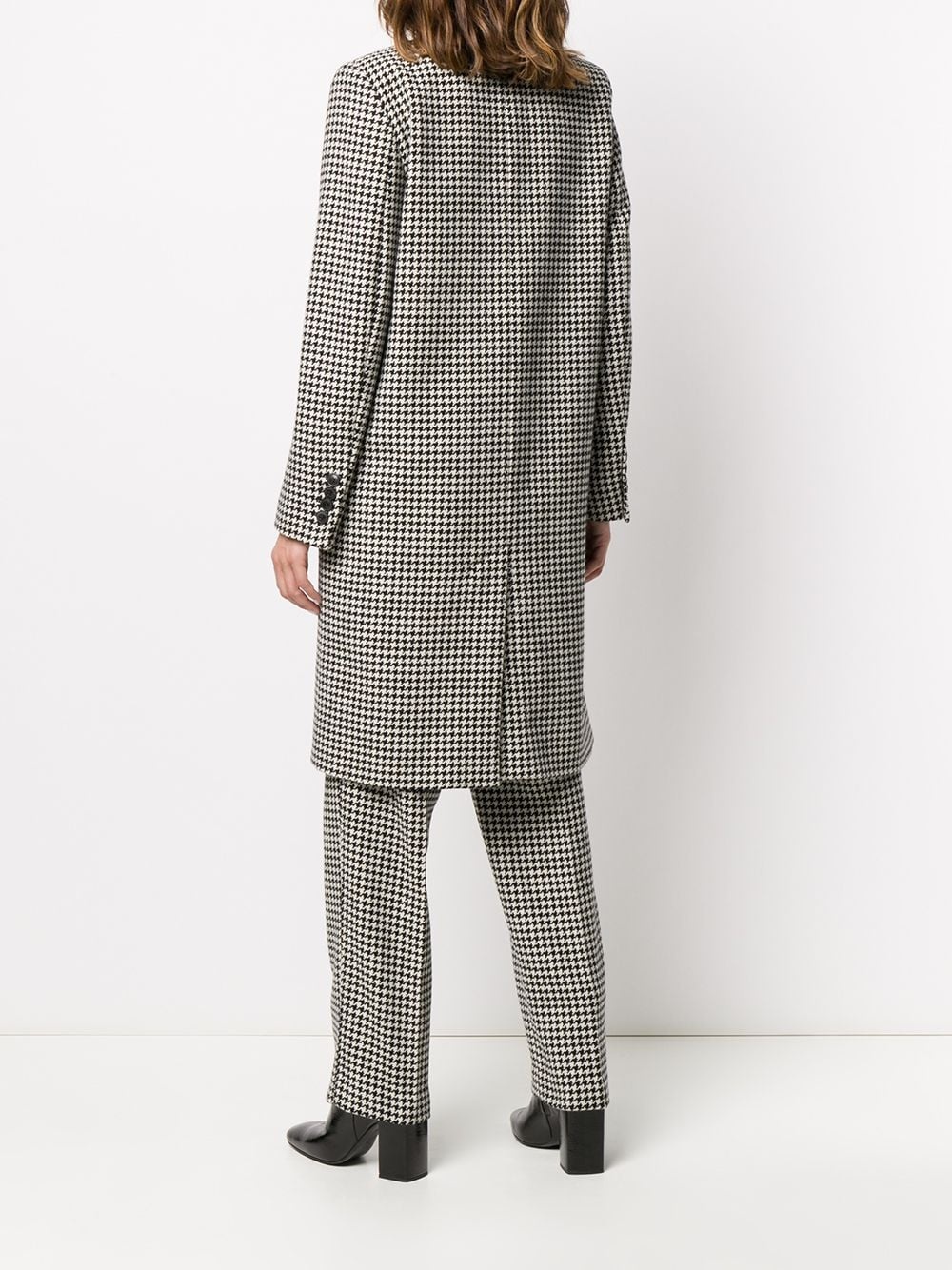 single-breasted houndstooth coat - 4