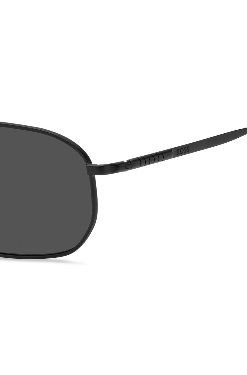 BOSS DOUBLE-BRIDGE SUNGLASSES IN BLACK STEEL WITH TUBULAR TEMPLES outlook