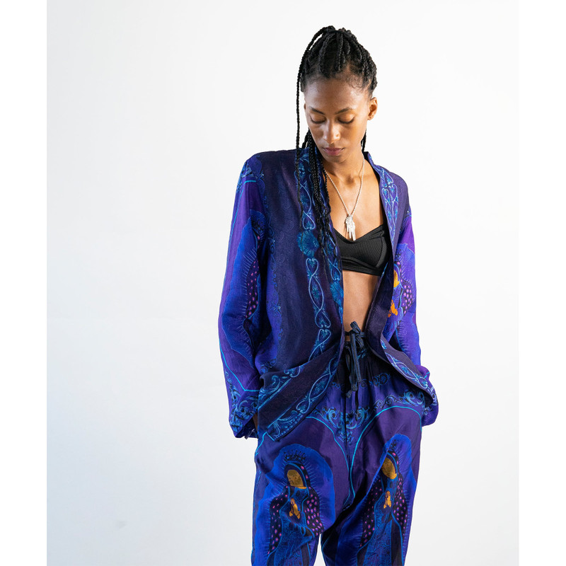 Kapital RAYON VIRGIN MARY KIMONO SHIRT - PURPLE outlook