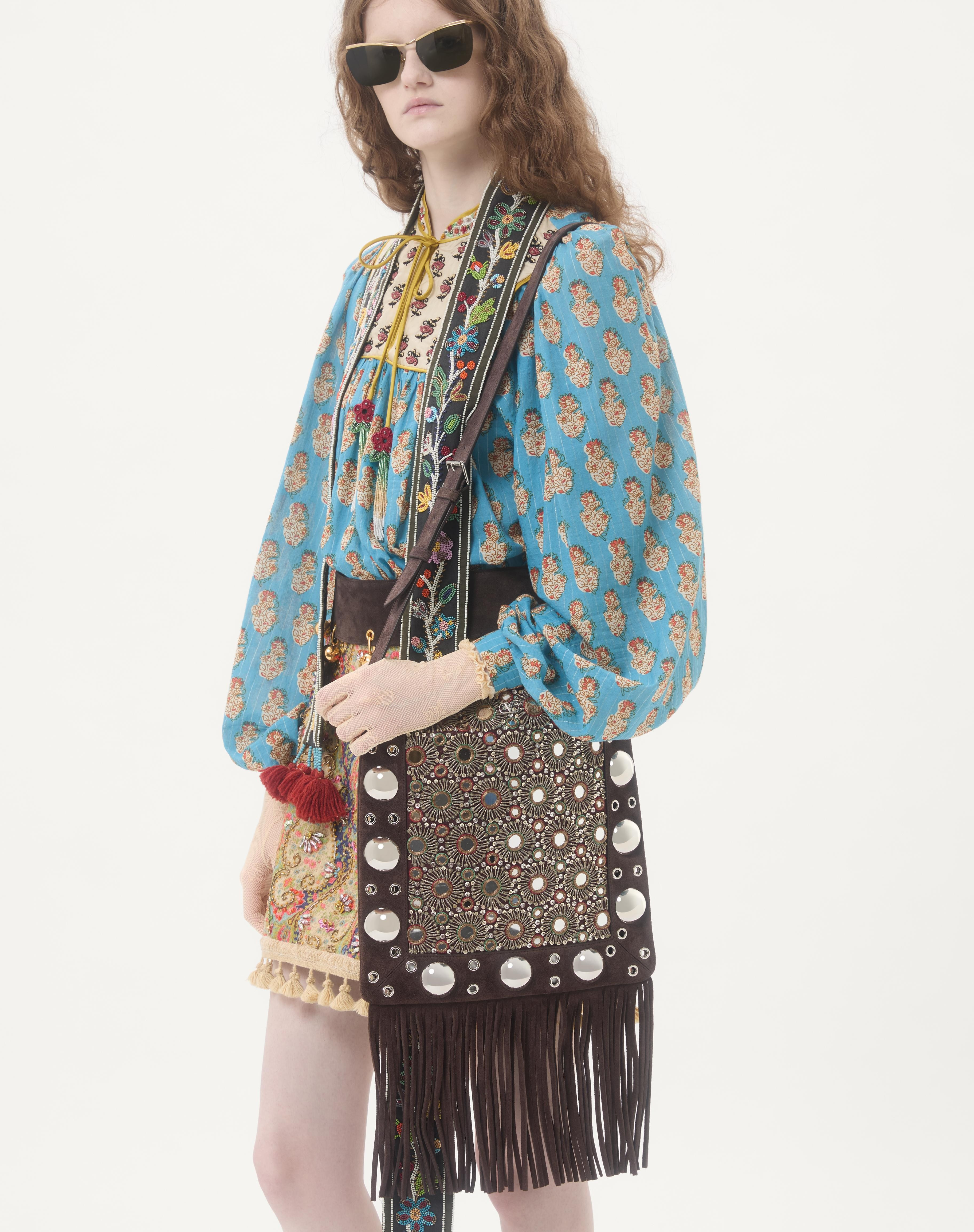 VALENTINO GARAVANI NELLCÔTE EMBROIDERED SHOULDER BAG WITH FRINGES - 7