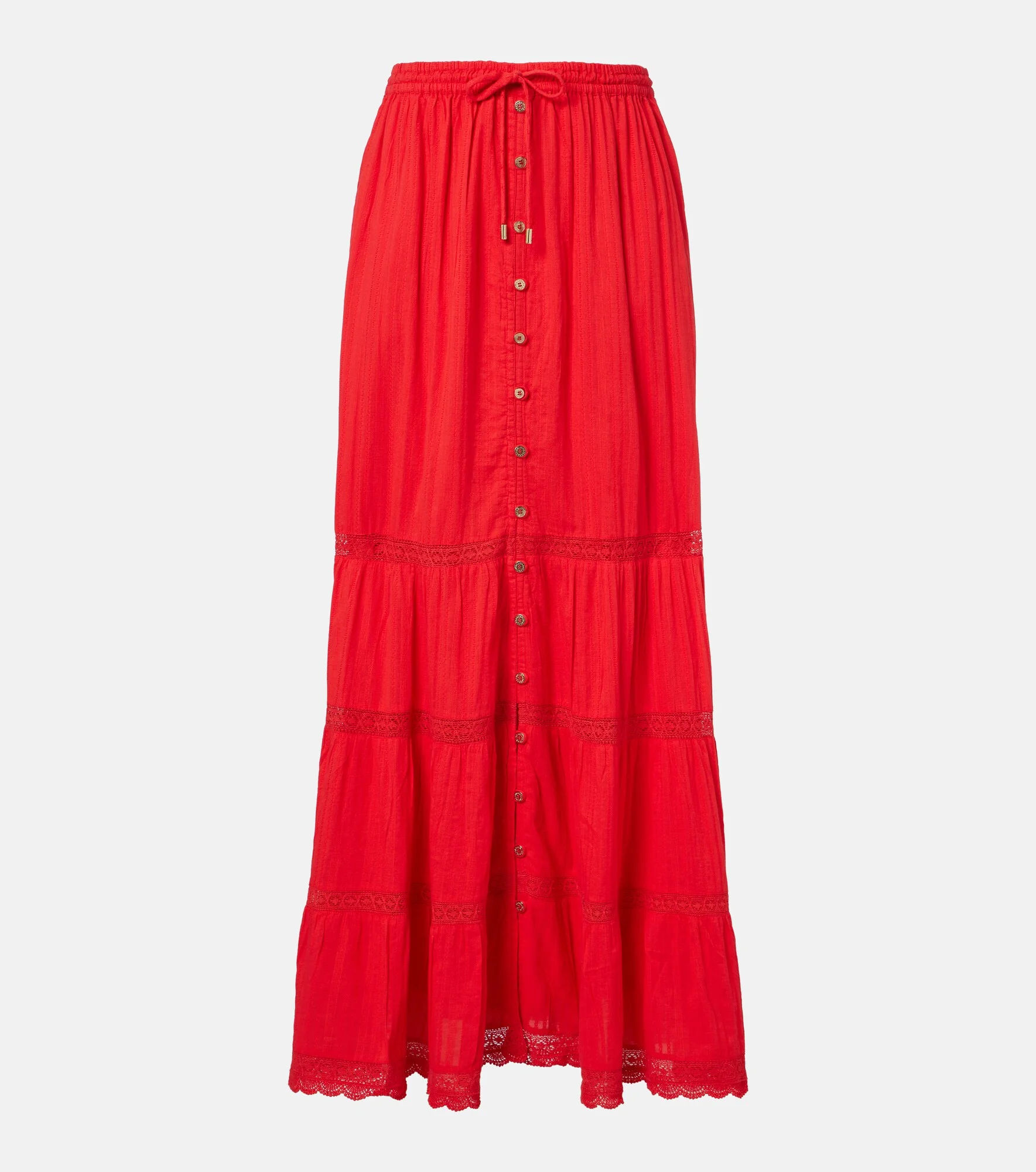 Marley crochet-trimmed cotton maxi skirt - 1