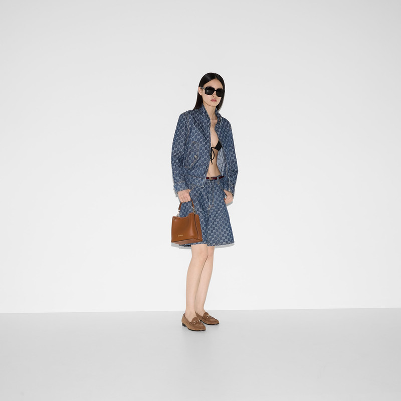Low waist GG denim jacquard shorts 6