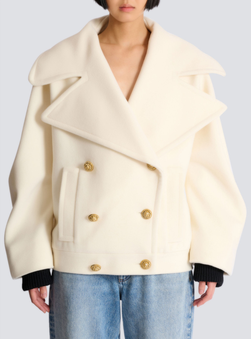 Wool 4-buttons pea coat 5