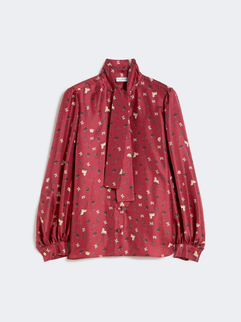 ZUCCA Printed silk pussy-bow shirt - RED 1
