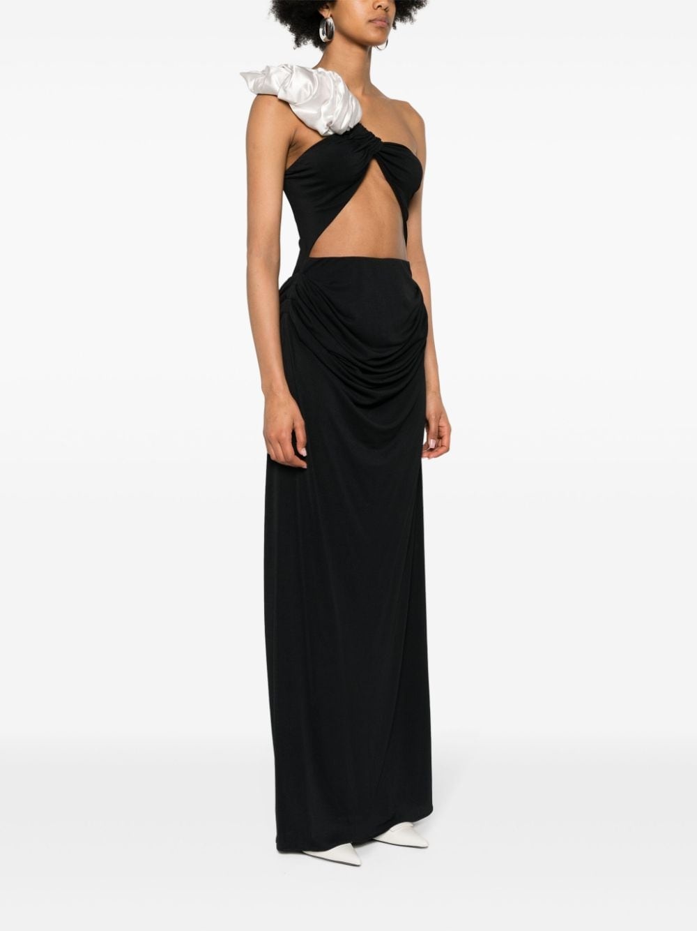 floral appliquÃ© one-shoulder dress - 3