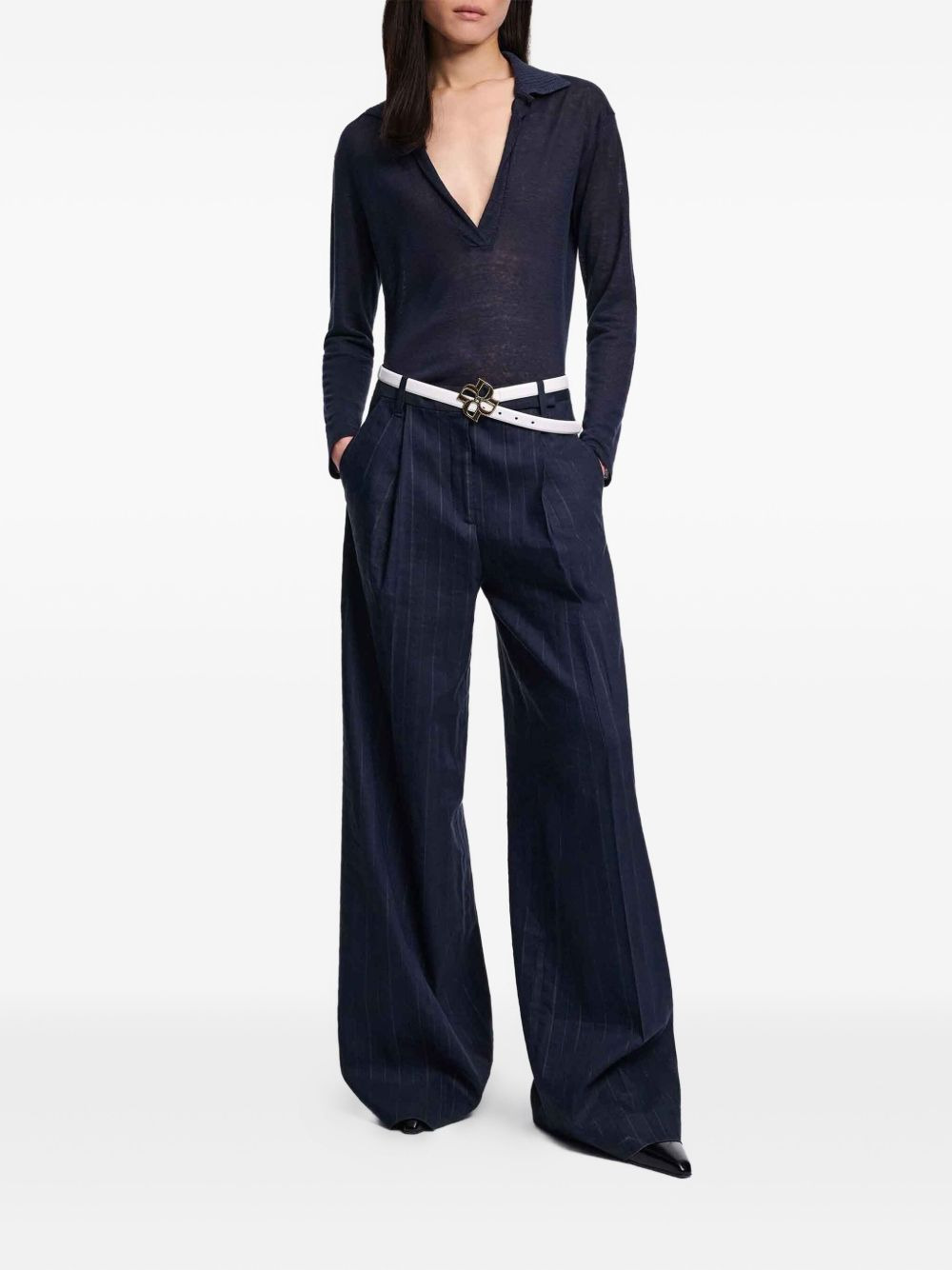 pinstriped wide-leg trousers - 2