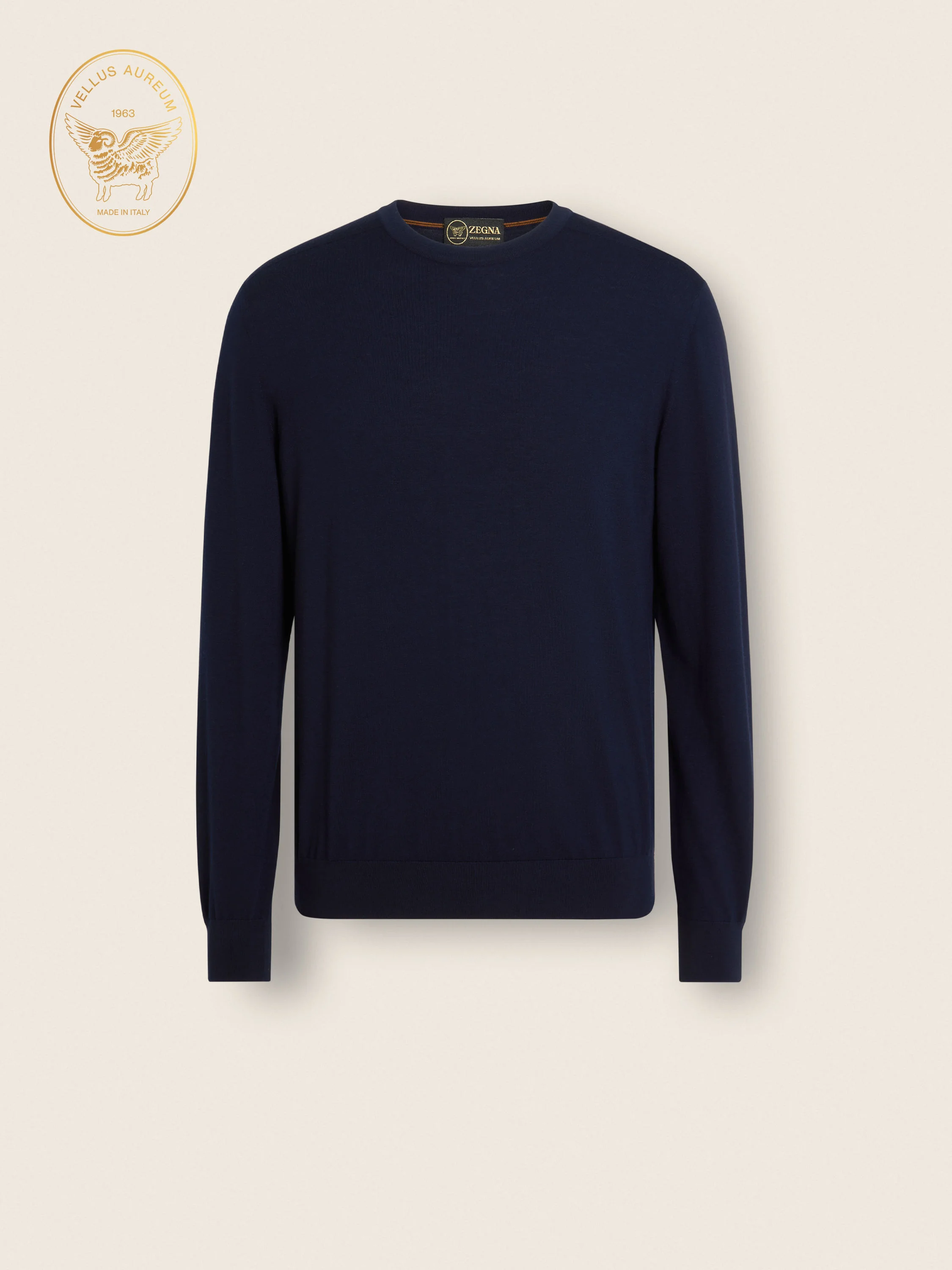 NAVY BLUE VELLUS AUREUM CREWNECK - 1