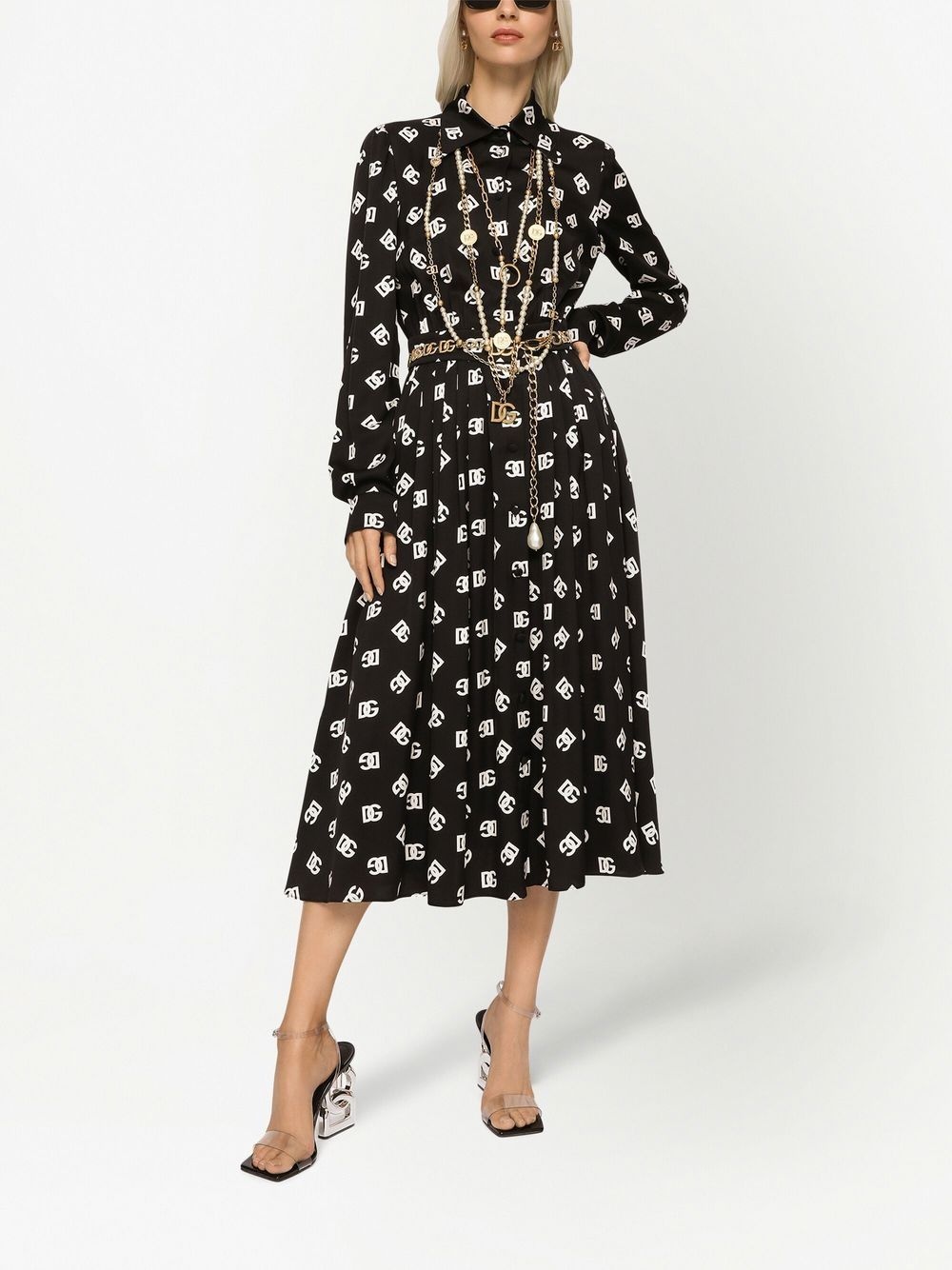 DG logo-print silk dress - 2