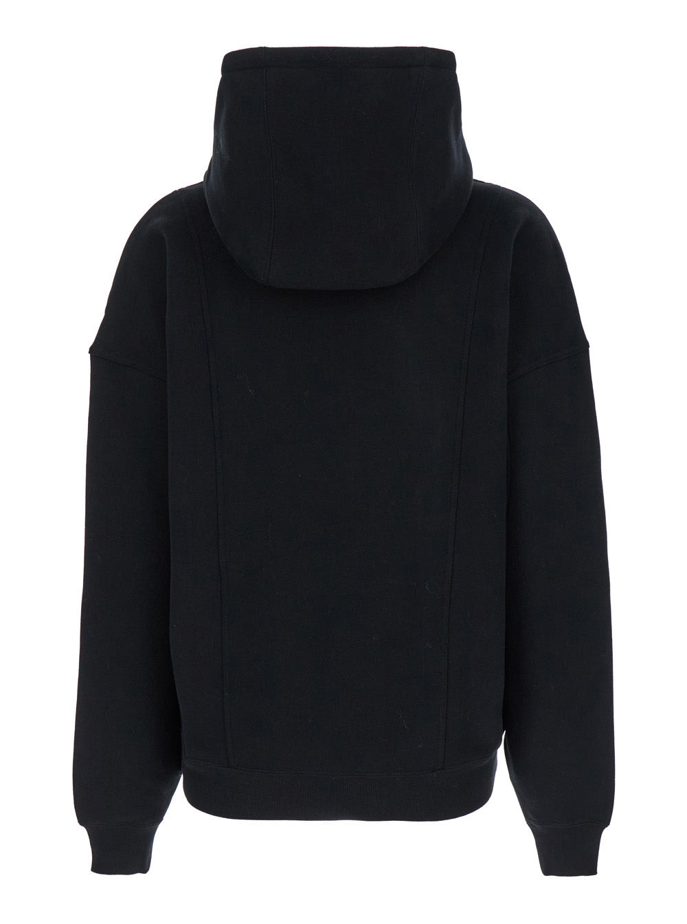 Saint Laurent Women Black Hoodie With Kangaroo Pocket And Logo Lettering In Cotton Woman - 2