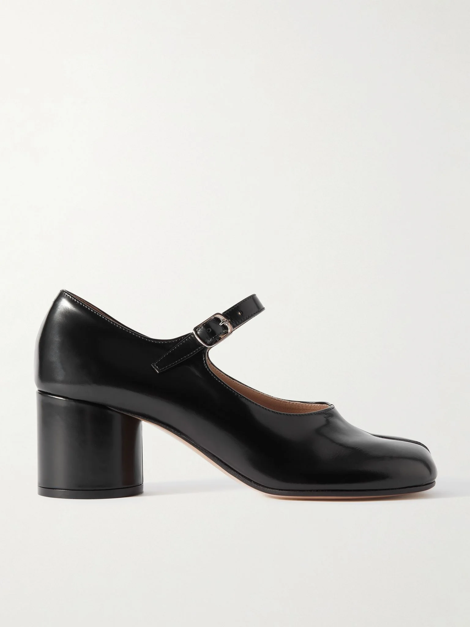 Tabi split-toe glossed-leather Mary Jane pumps Black - 1