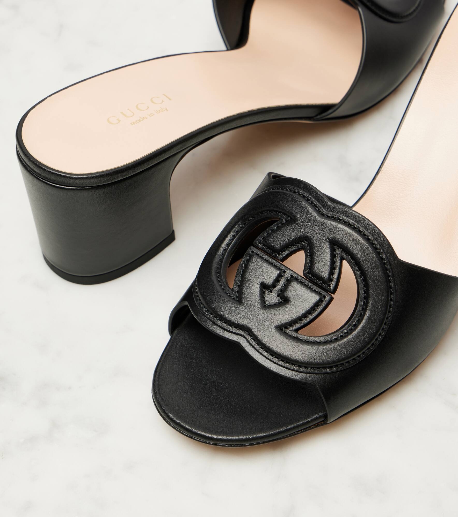 Interlocking G leather mules - 5