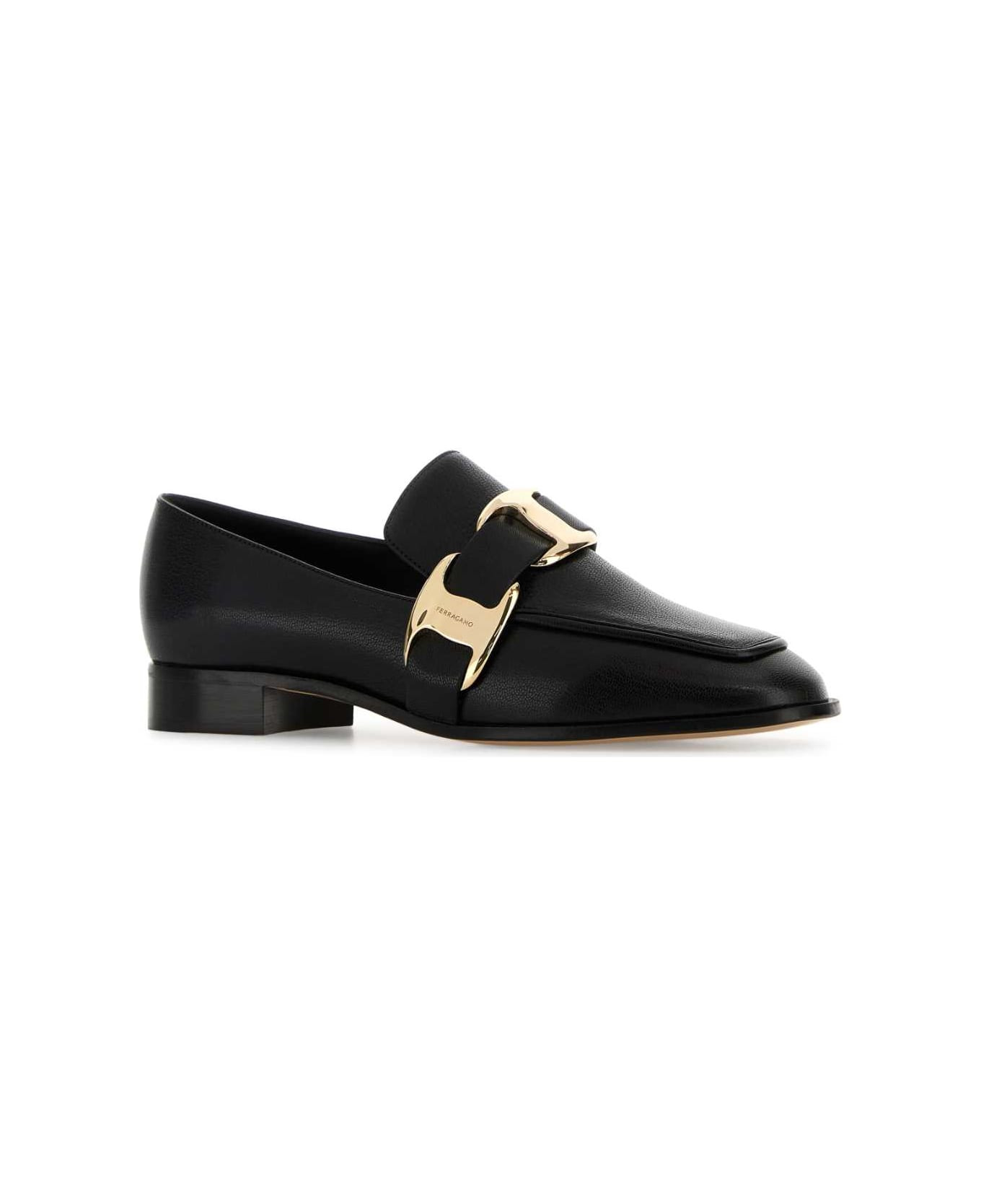 Black Leather Limania Loafers - 2