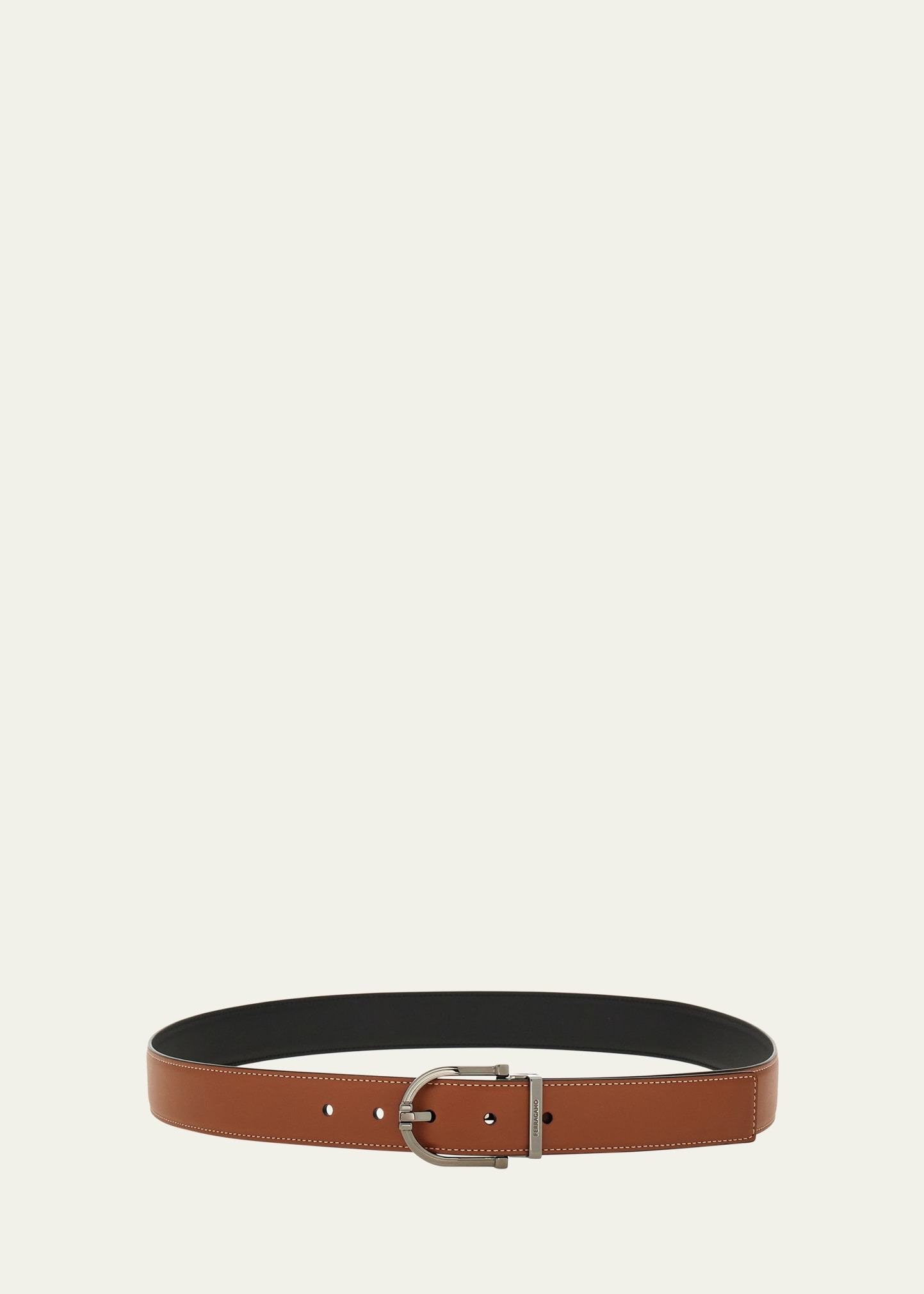 Men's Horseshoe-Buckle Double Adjustable Leather Belt - 1