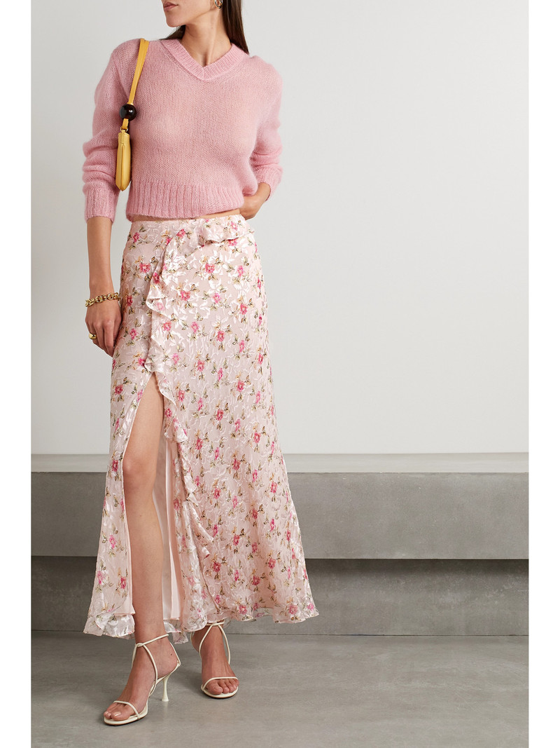 LoveShackFancy Sumi Floral-print Fil Coupé Chiffon Maxi Skirt outlook