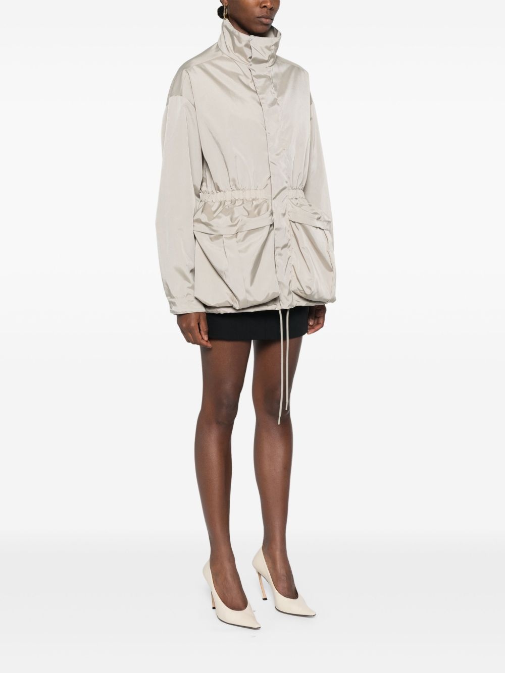 drawstring zip-up parka - 3