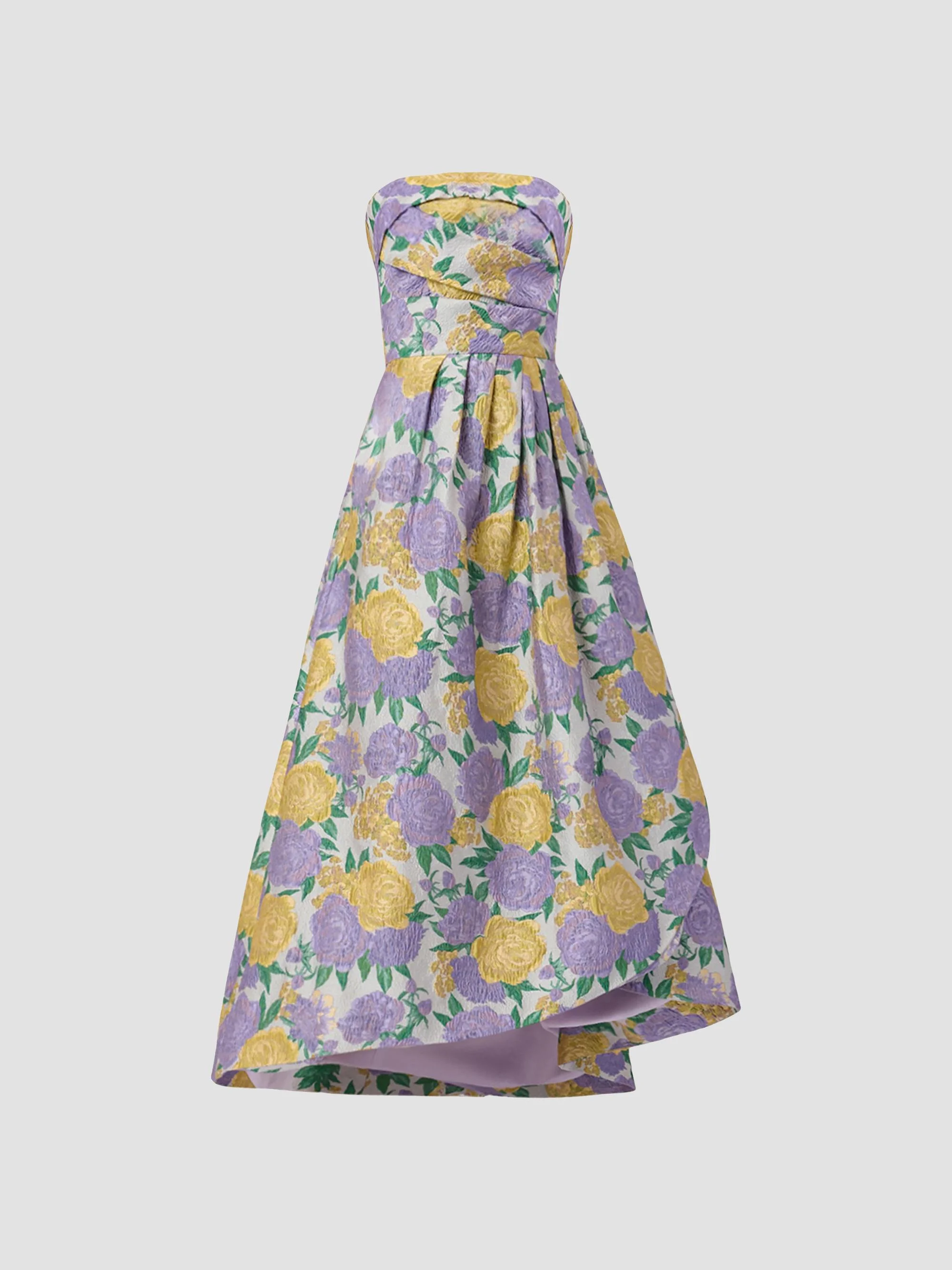 Women's Carlisle Pleated Floral Jacquard Strapless Maxi Dress - Lavender Multi - 1