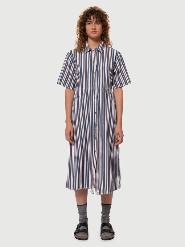 Lotten Denim Dress Stripe Red - 2