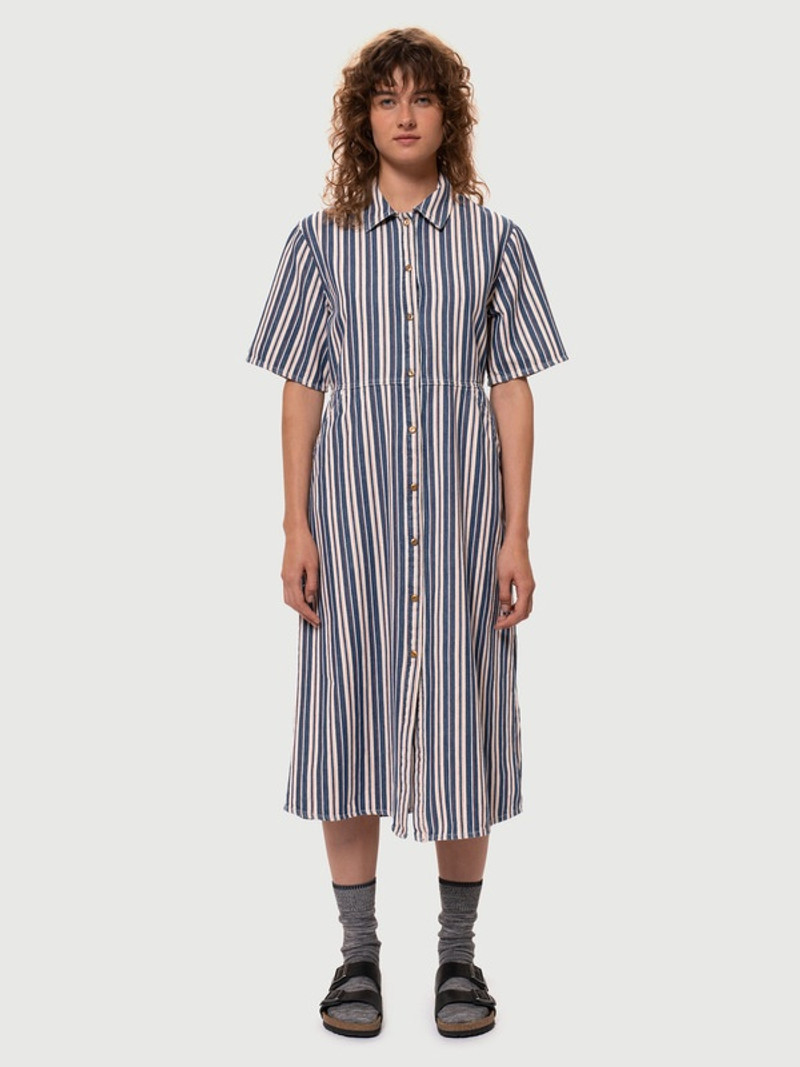 Nudie Jeans Lotten Denim Dress Stripe Red outlook