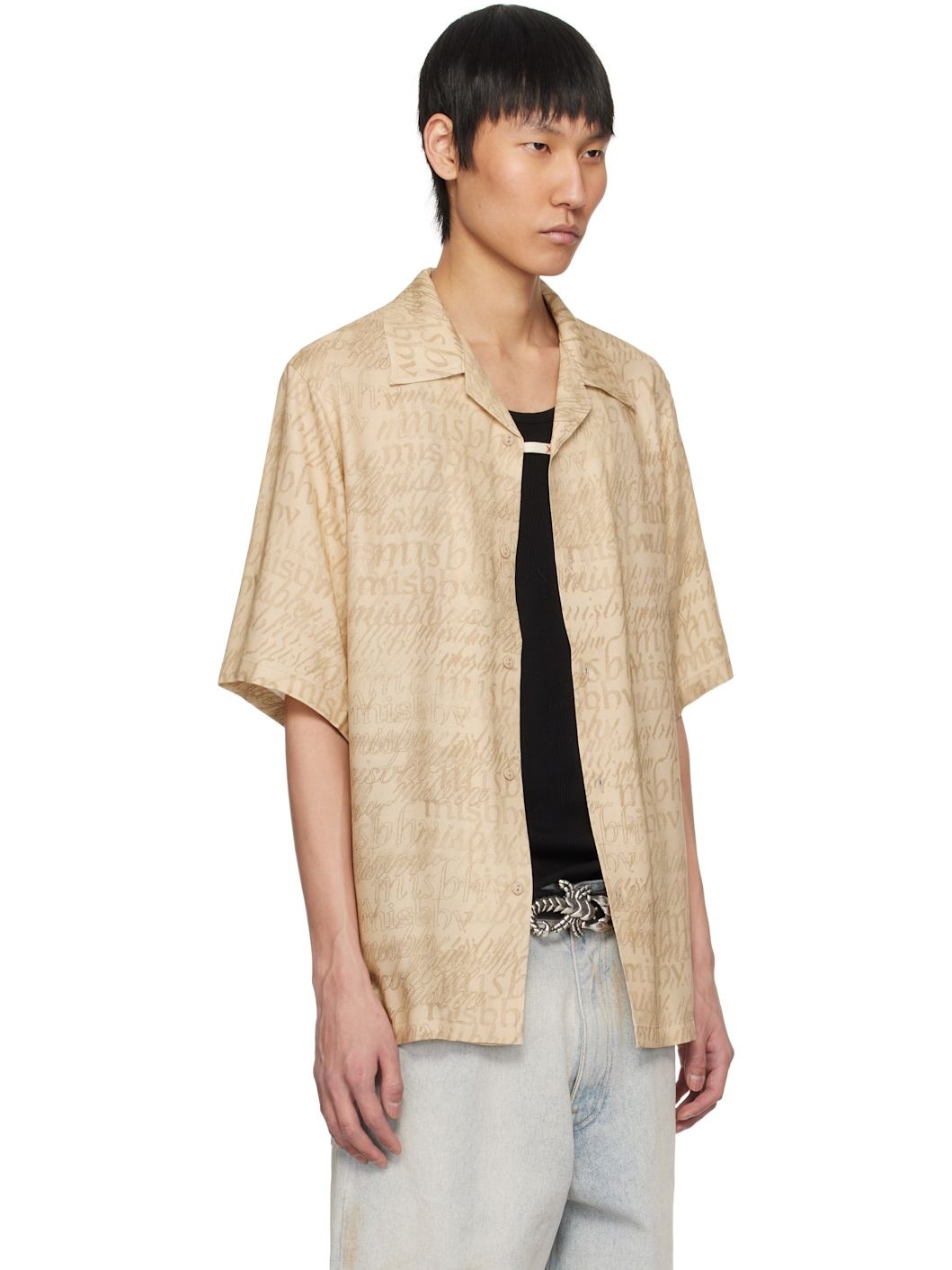 Beige All Over Viscose Shirt - 2