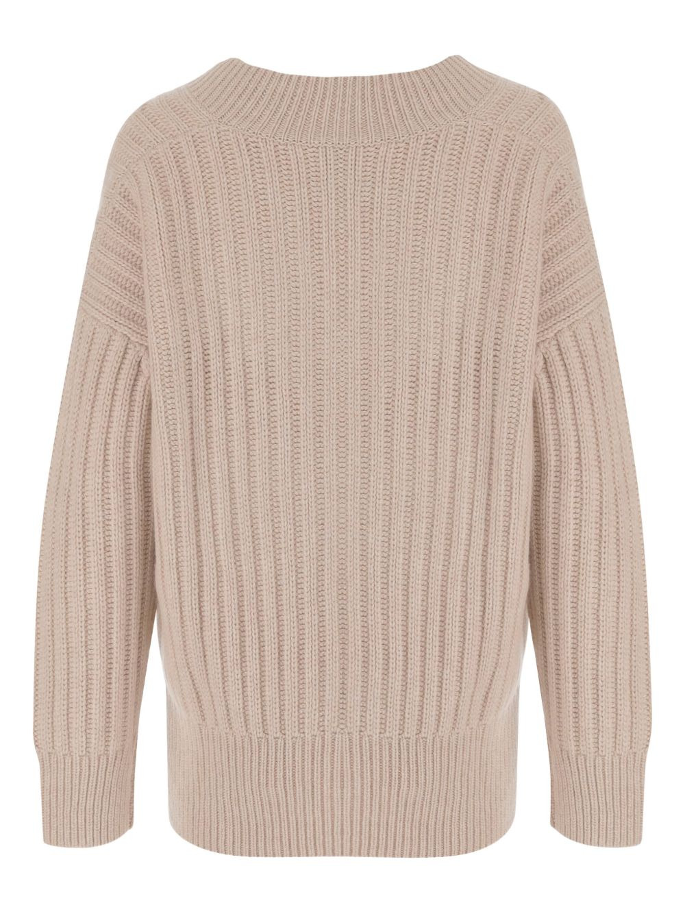 V-neck ribbed cashmere sweater - 2