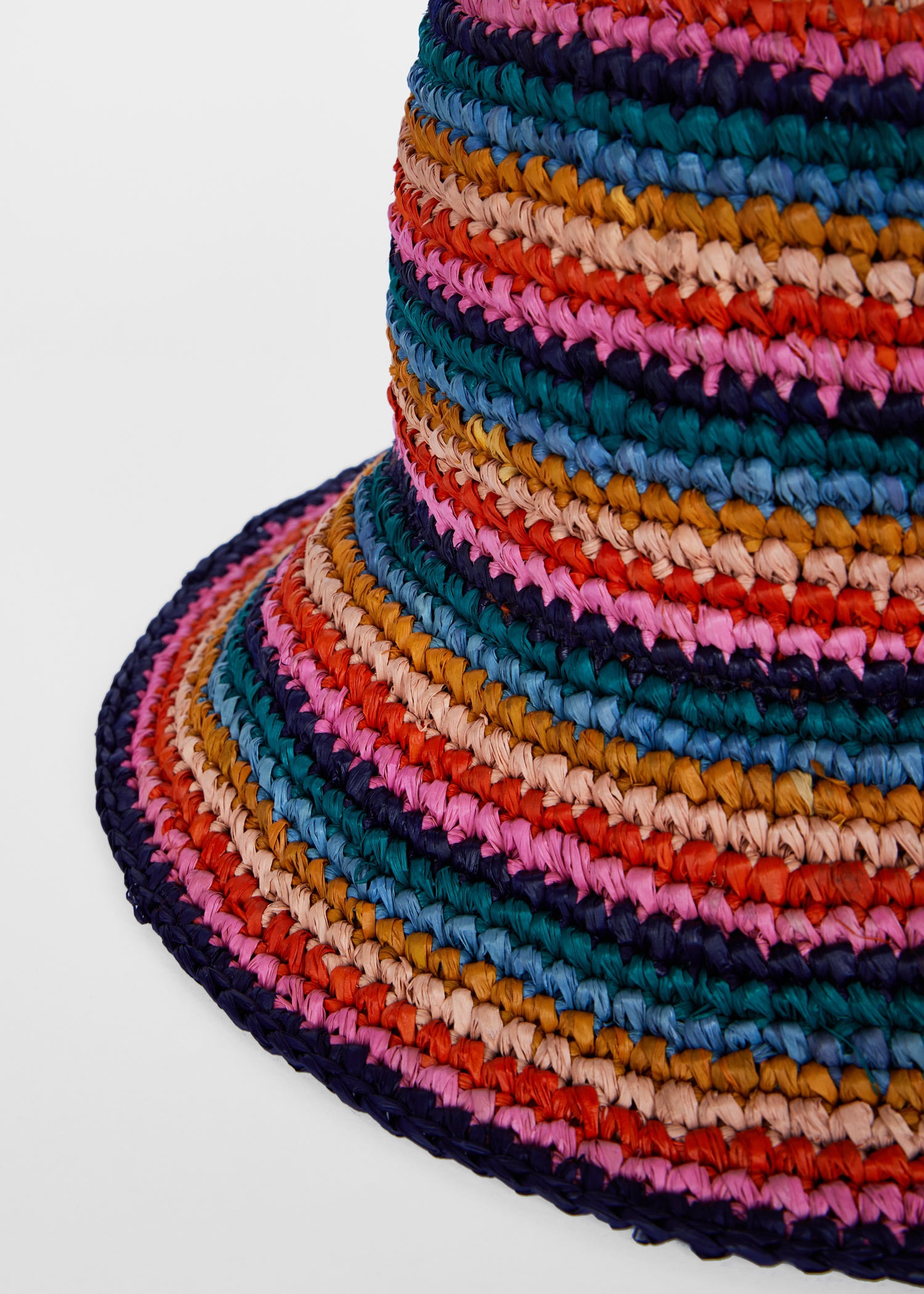 Women's Multicolour Stripe Crochet Bucket Hat - 3