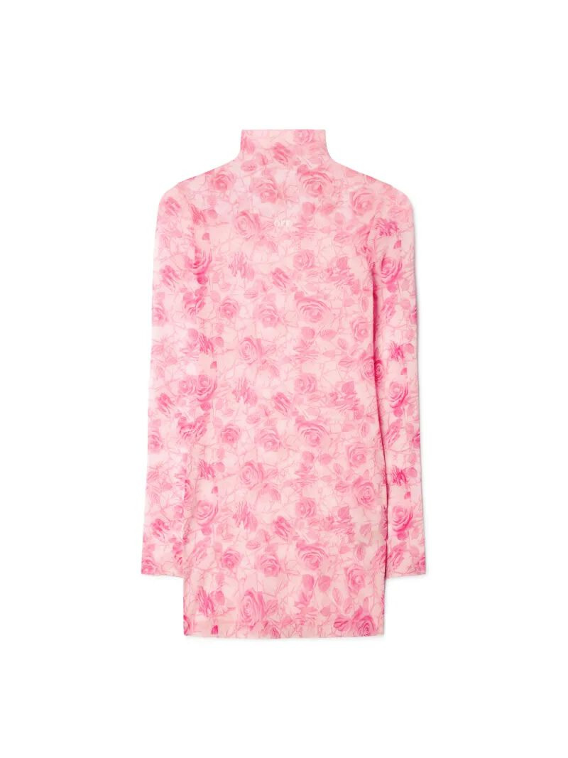 Pink Stamp Roses Short Dress - 3
