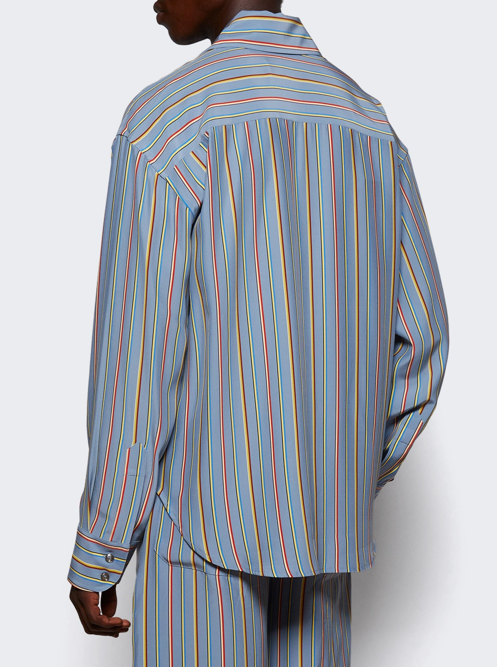Stripe Jacquard Big Shirt Dusty Blue - 4
