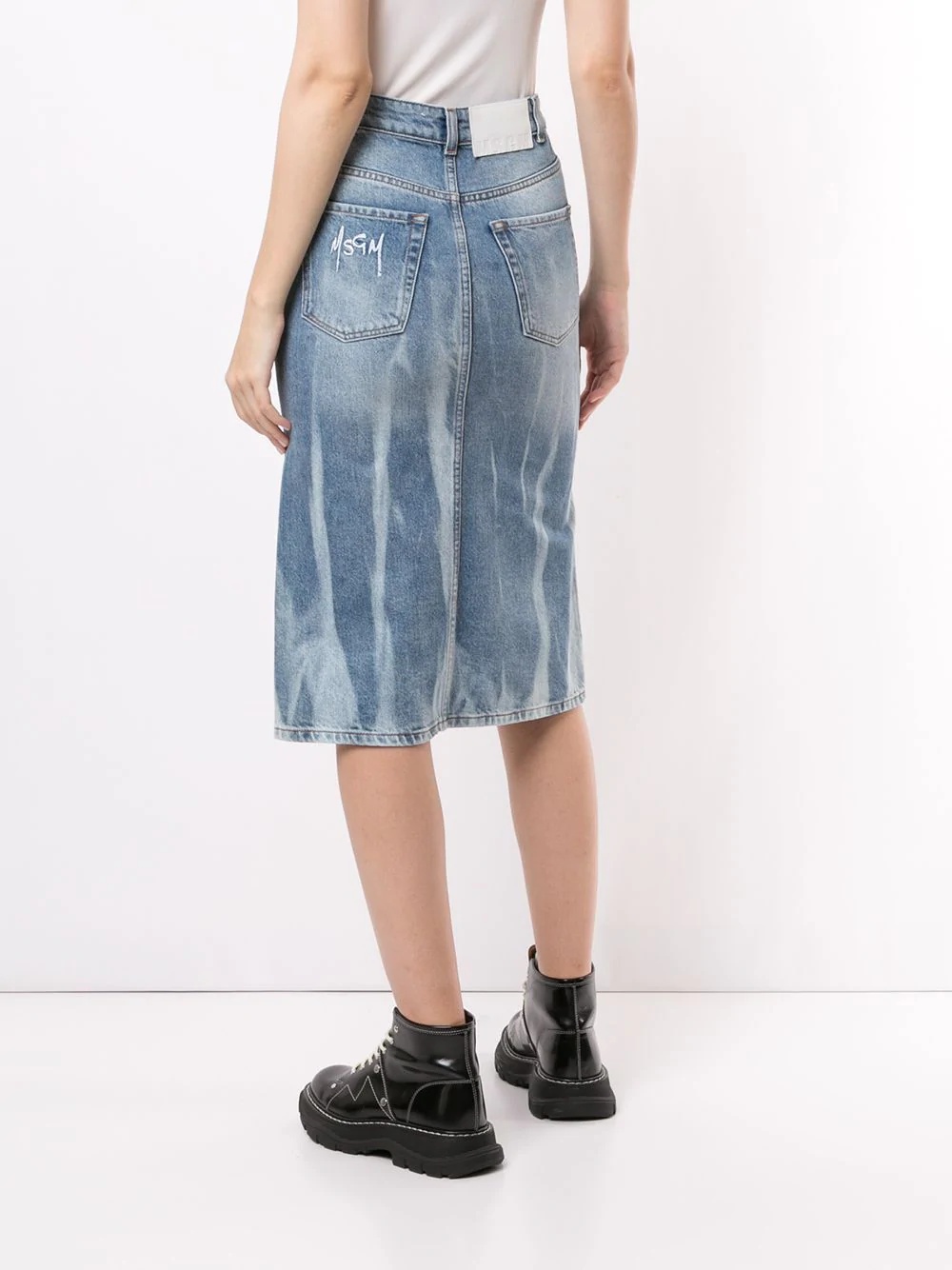 bleached effect denim skirt - 4