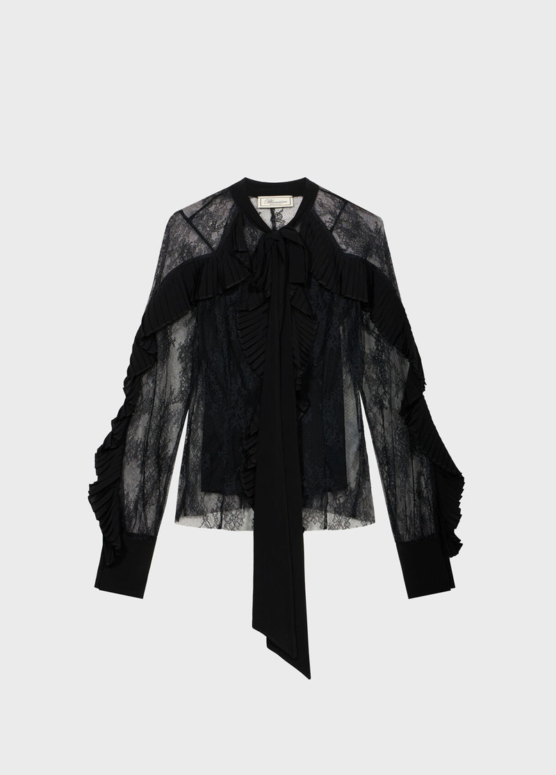 LACE SHIRT WITH PLEATED FLOUNCE - 1