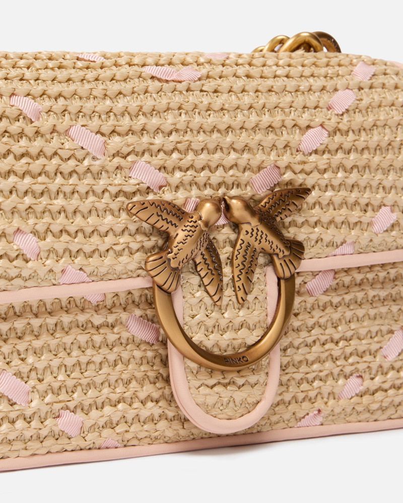 MINI LOVE BAG ONE LIGHT SMALL HANDBAG IN CHEVRON RAFFIA AND LEATHER 3