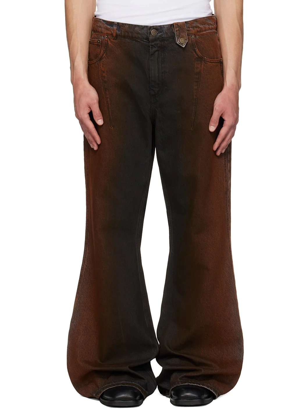 Black & Orange Refined Wide Jeans - 1