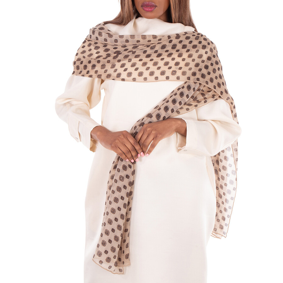 Celine Biscotto-Print Cashmere Muslin Stole - 2