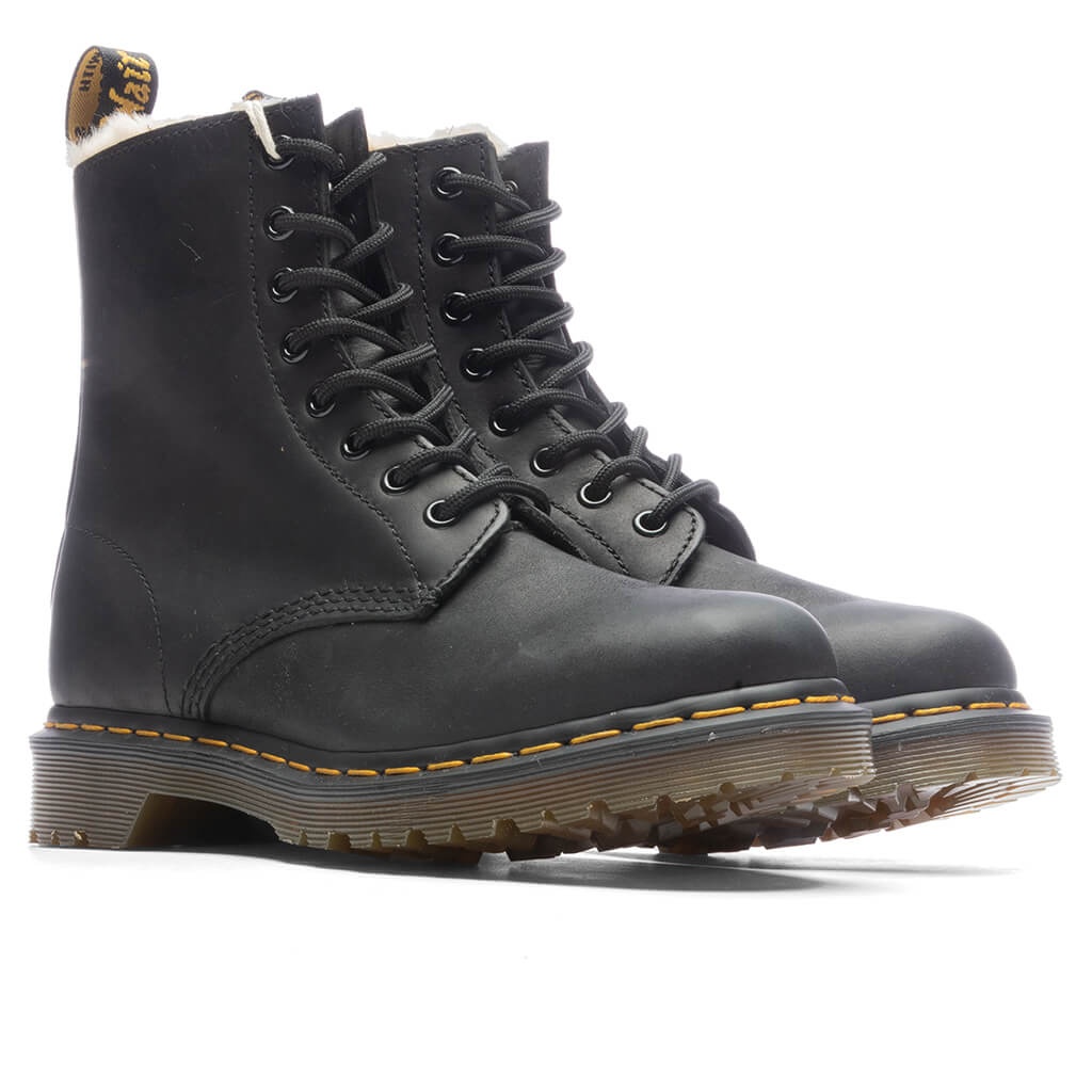 DR. MARTENS 1460 WOMEN’S FAUX FUR LINED LACE UP BOOTS - BLACK - 2