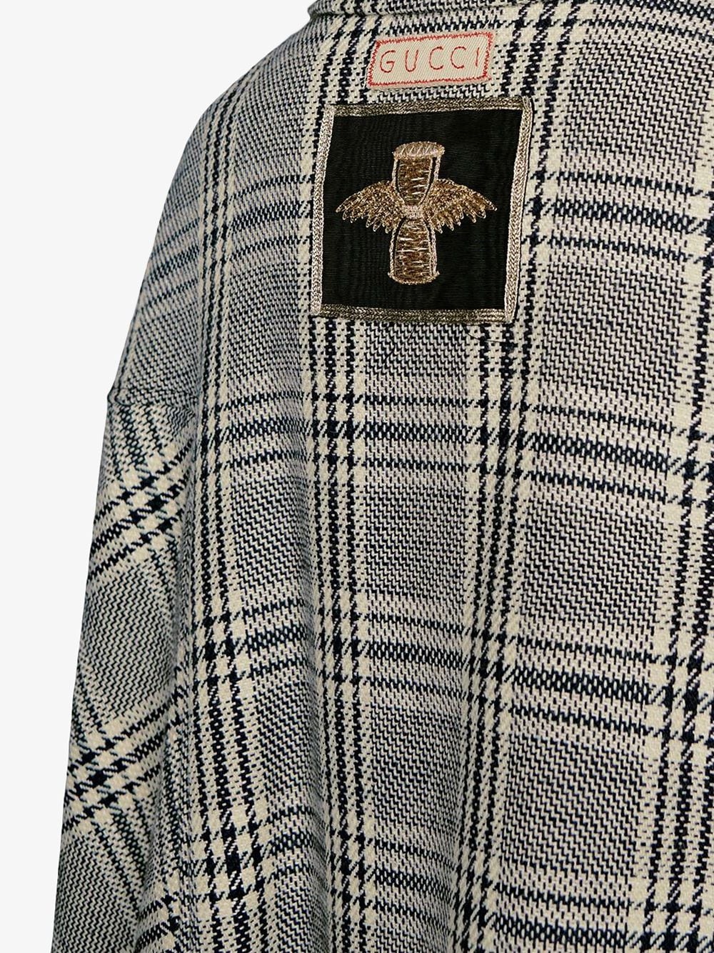 checkered double-breasted cape coat - 5