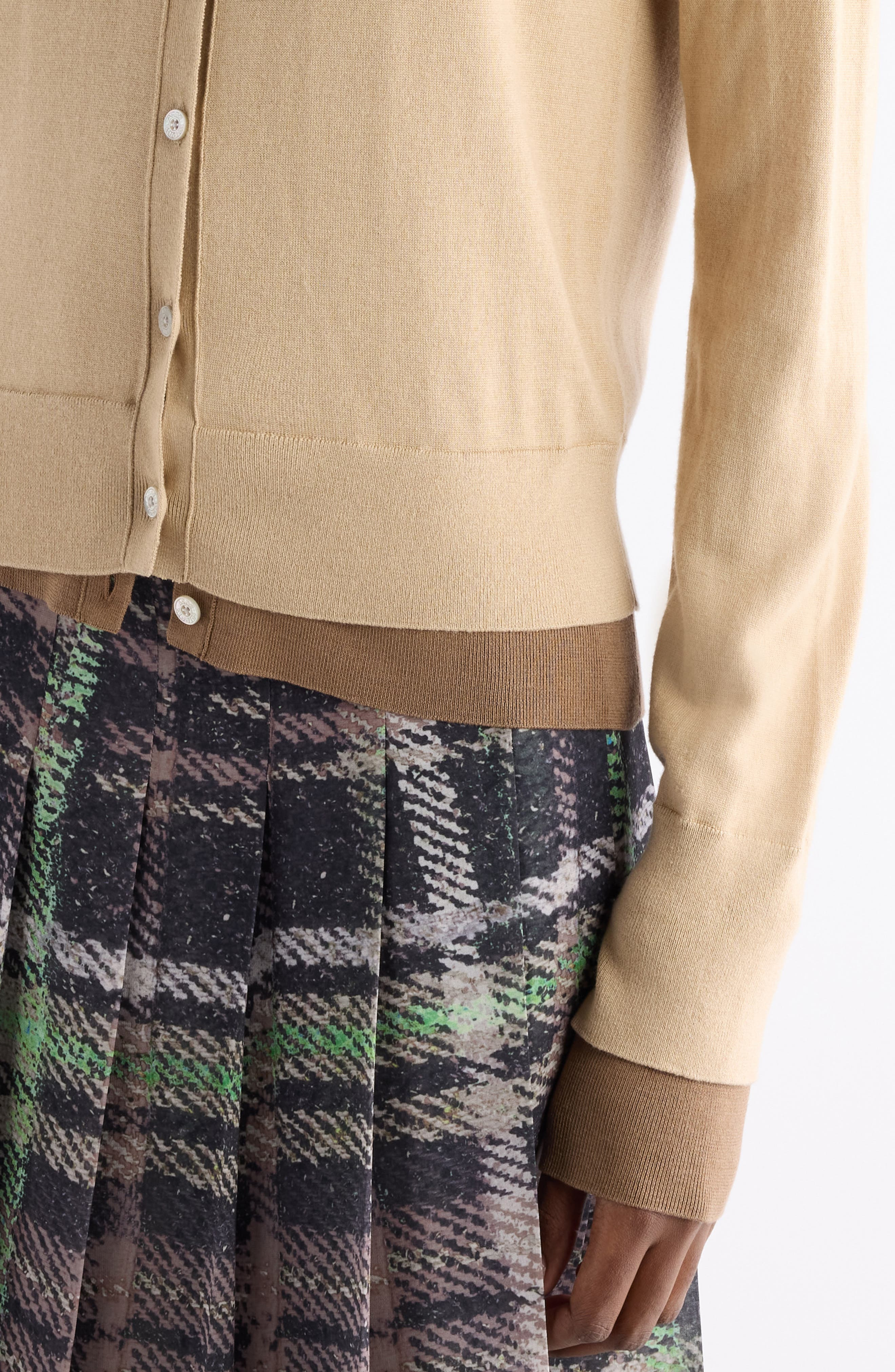 Acne Studios Kohona Layered Silk, Wool & Cashmere Cardigan in Sand Beige at Nordstrom - 5