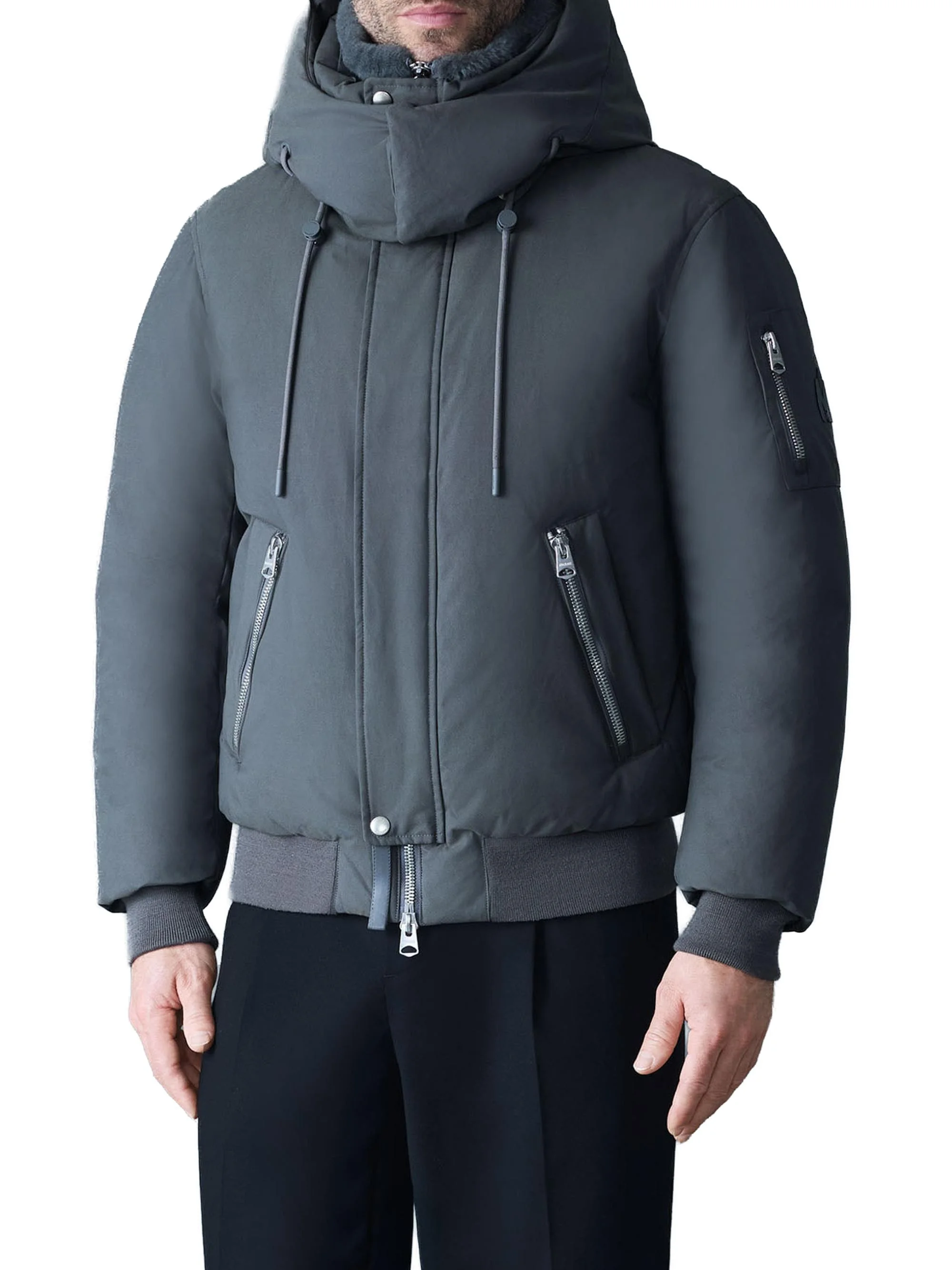 Men's Iker Mixed-Media Bomber Down Jacket - Carbon - 1