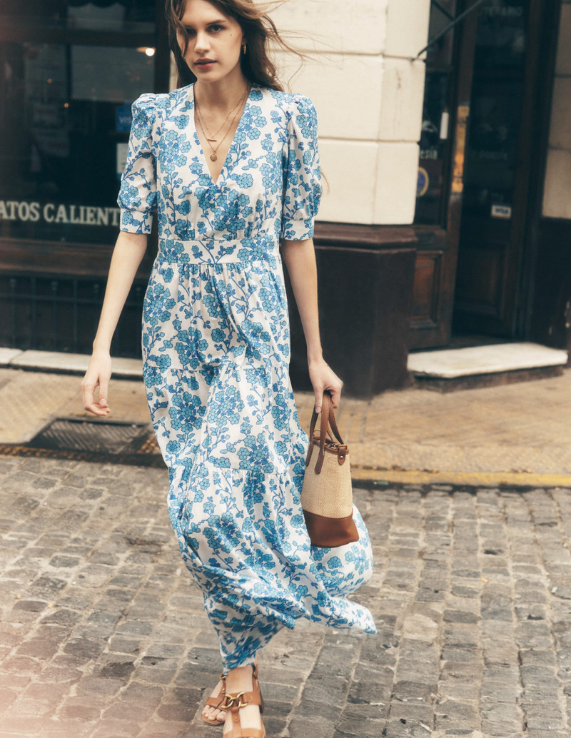 Bella Puff Sleeve Maxi Dress-Ivory, Trailing Yarrow 7