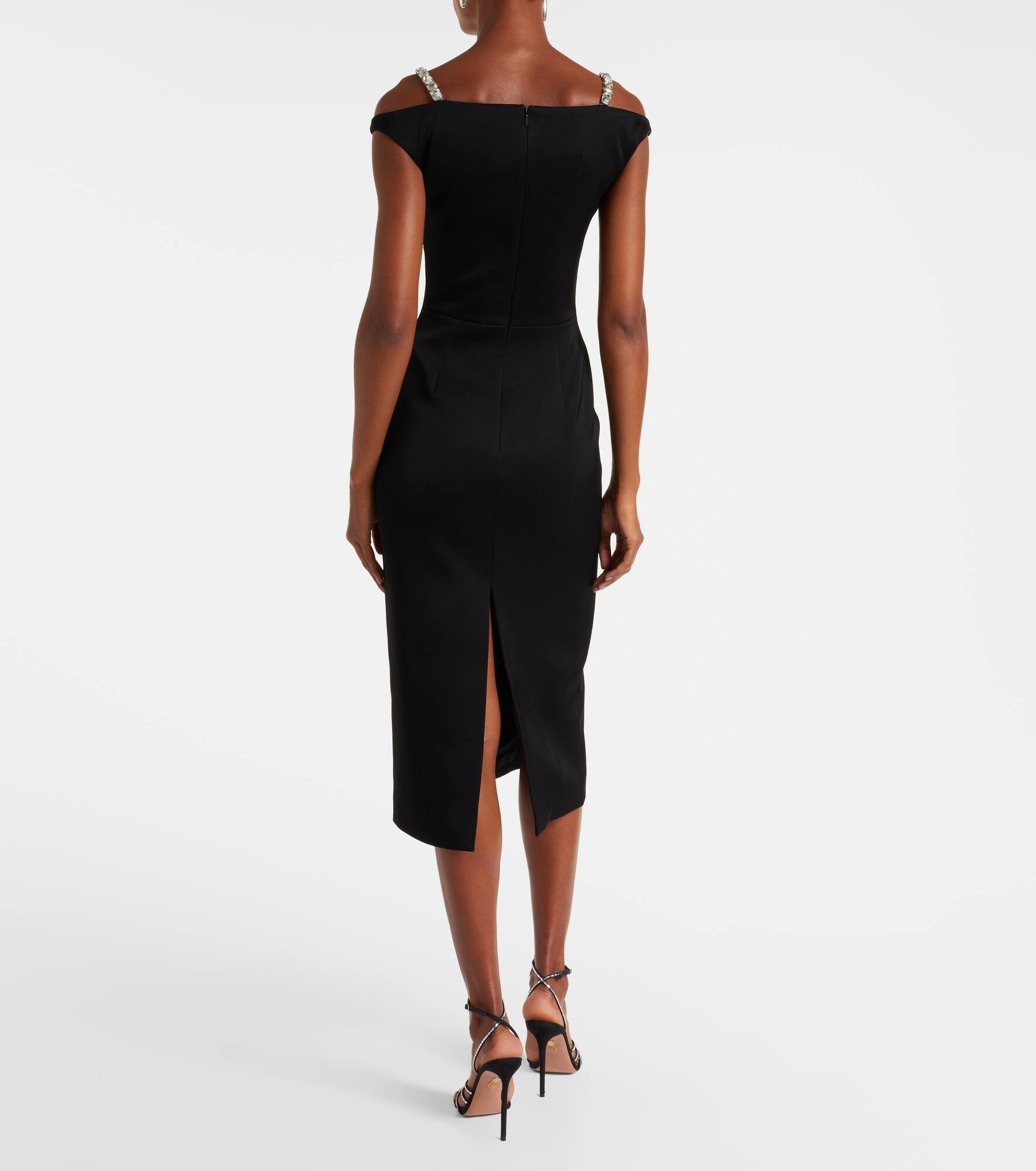 Crystal-embellished satin midi dress - 3