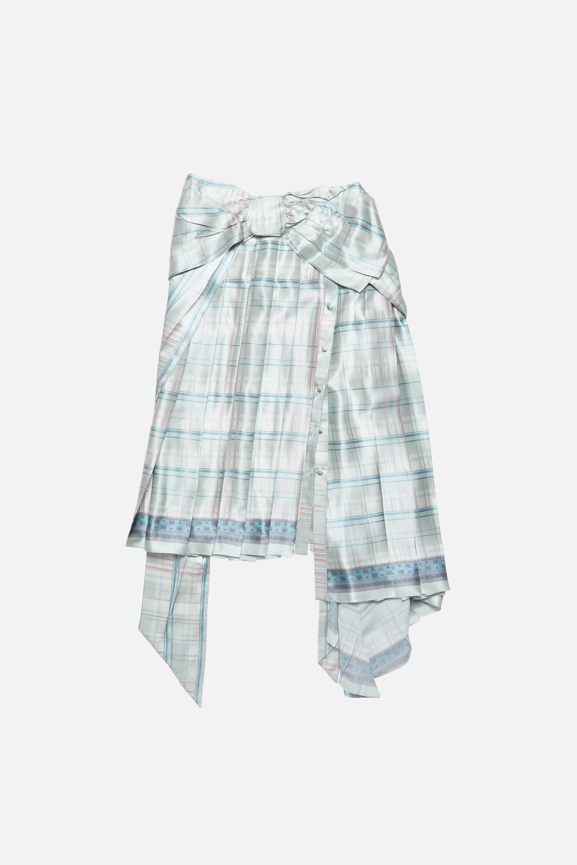 Silk skirt with bow - Aqua blue - 1