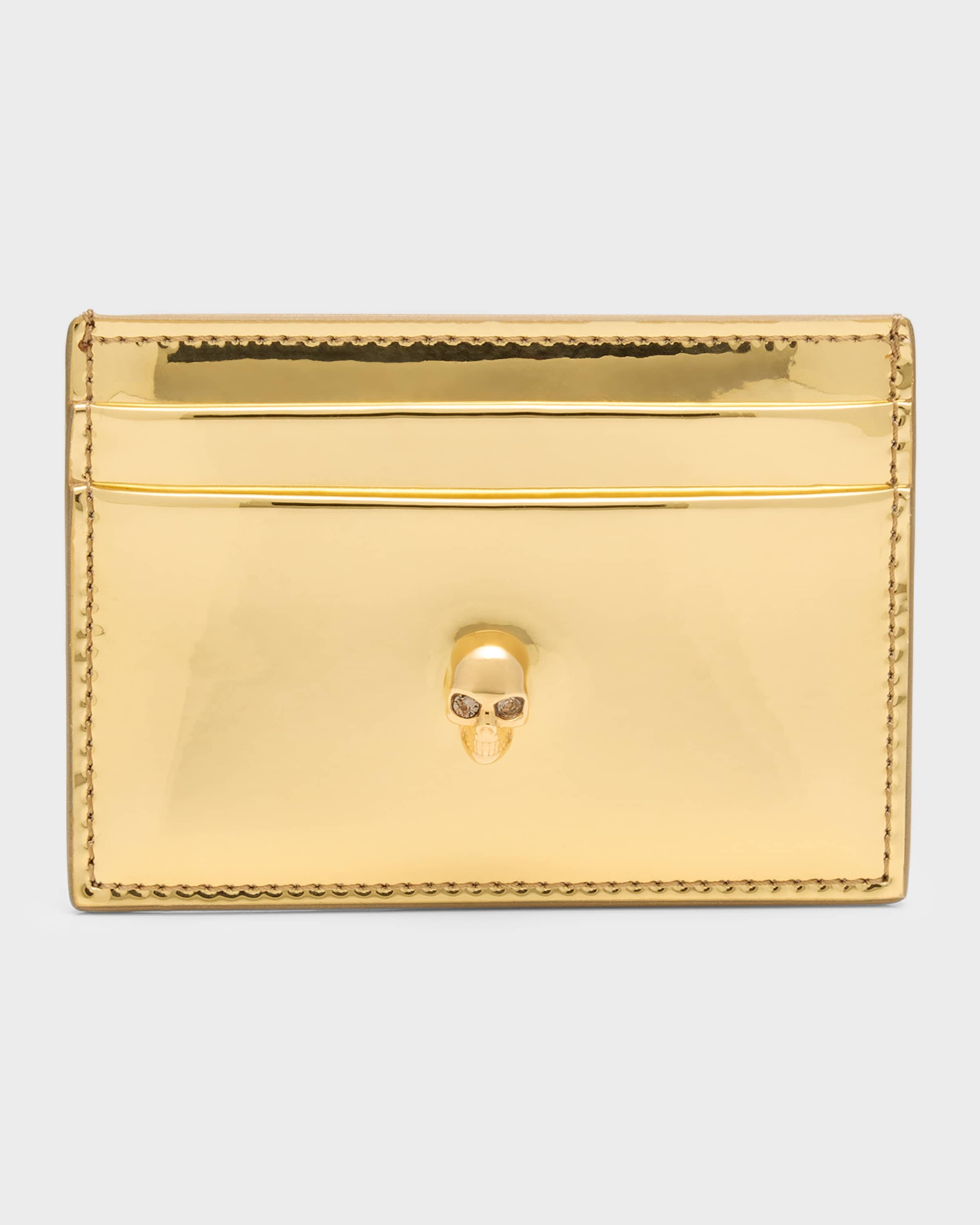 Alexander McQueen Skull Metallic Card Holder | neimanmarcus