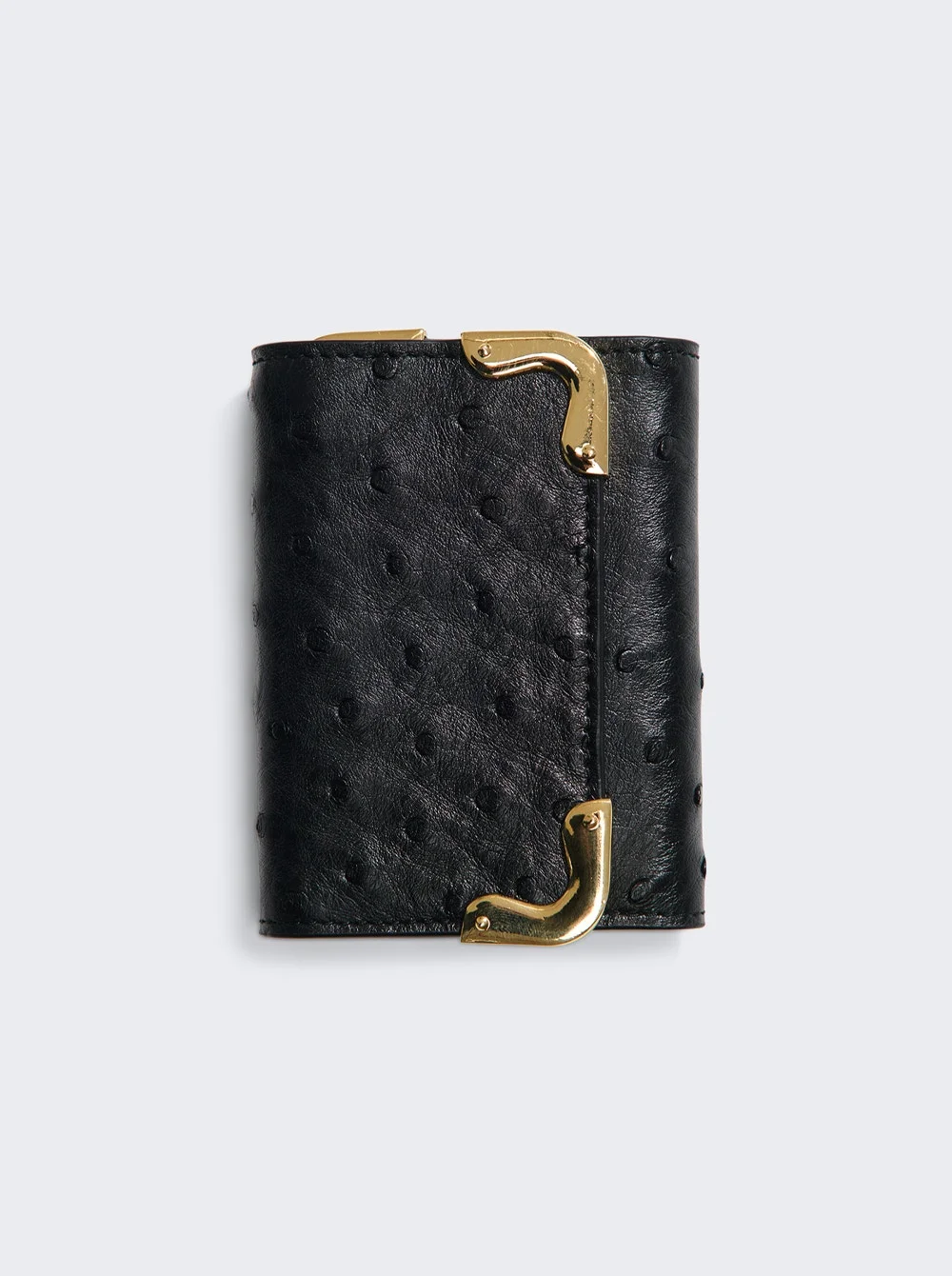 Ostrich Leather Key Wallet Black - 1