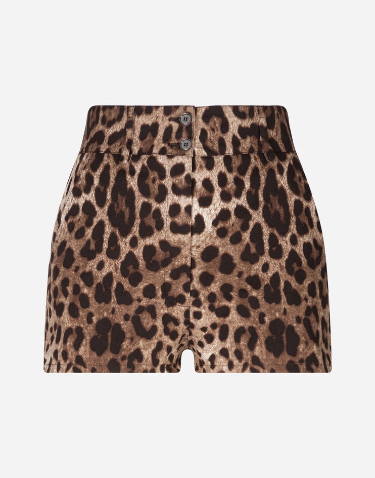 Drill shorts with leopard print - 3