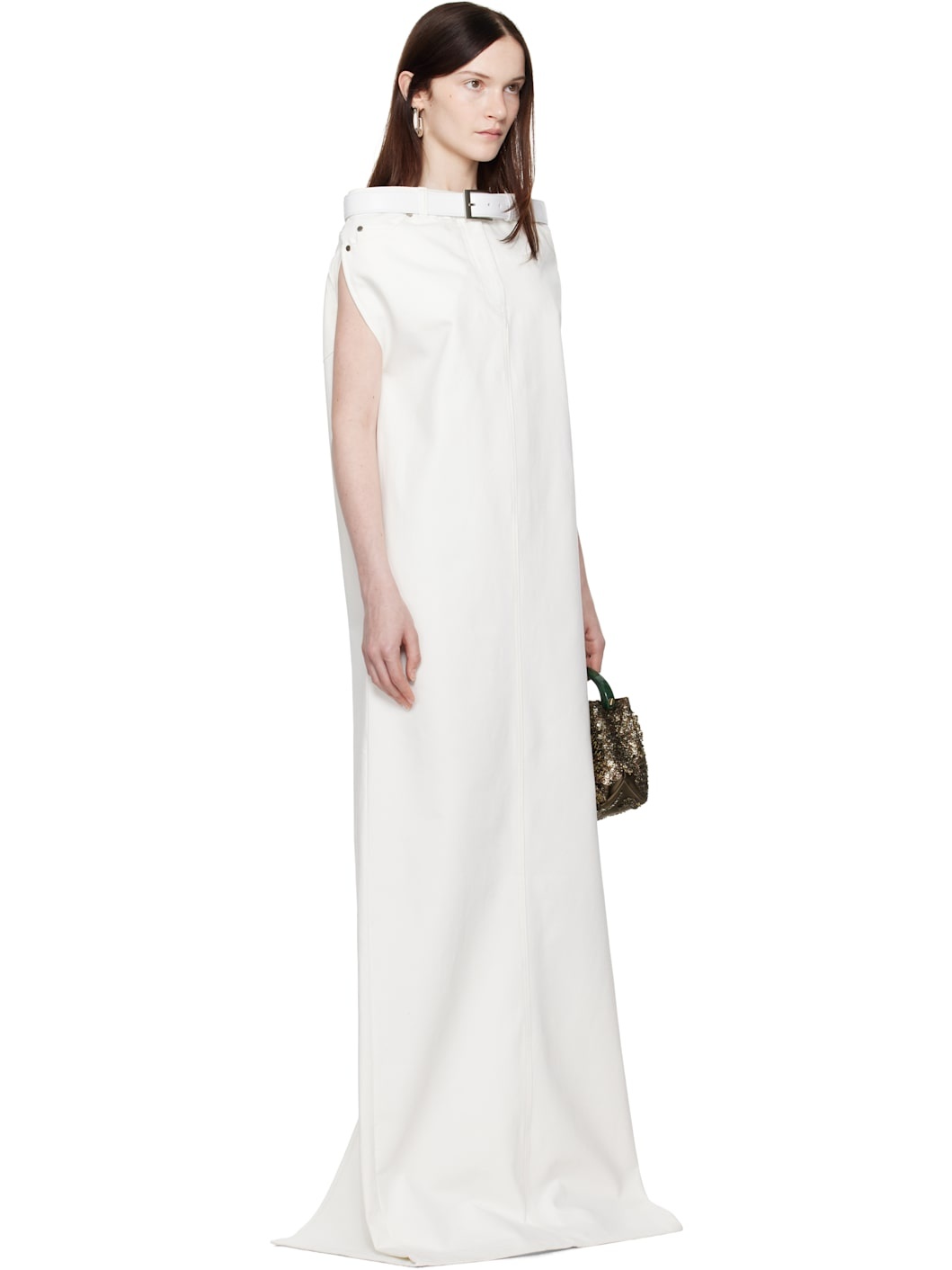 White Jeans Skirt Maxi Dress - 2